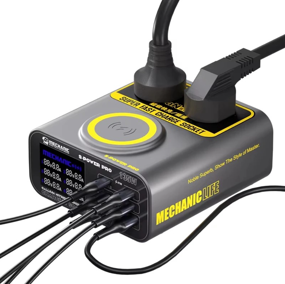 MECHANIC S-Power Pro profesionální víceportová ultrarychlá GaN nabíječka s výkonem až 135 W
