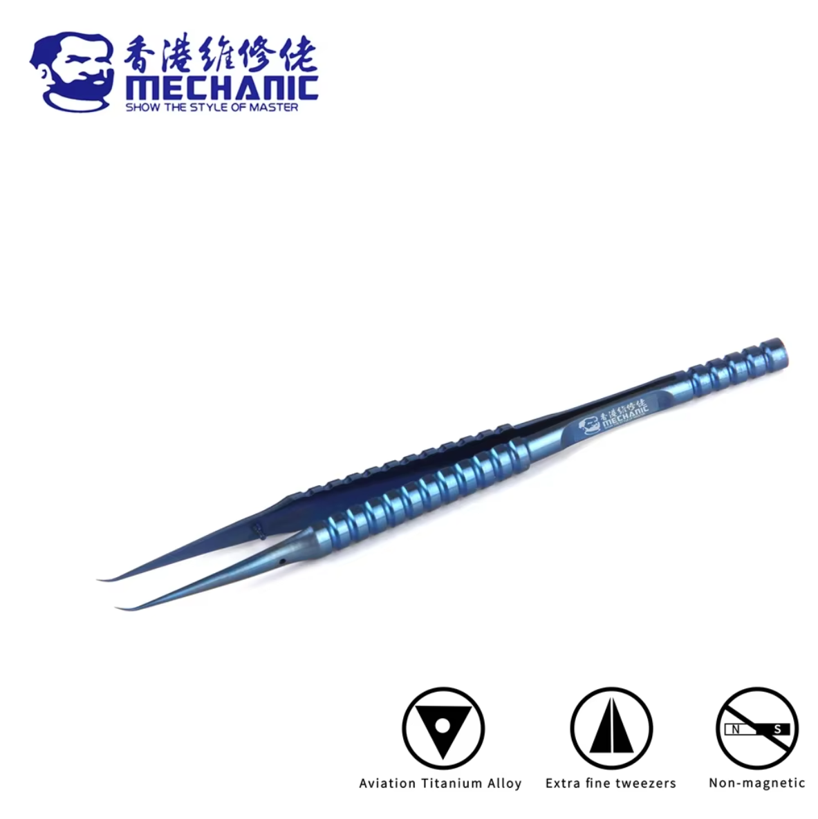 MECHANIC TI-15 ultratenká titanová zahnutá pinzeta na jemné opravné vodiče