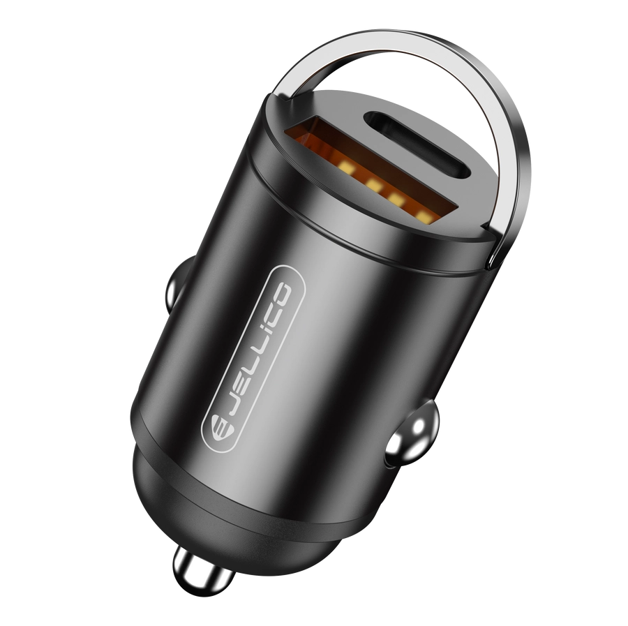 JELLICO Autonabíječka F19 PD 30W 1x USB-C + 1x USB QC3.0 černá