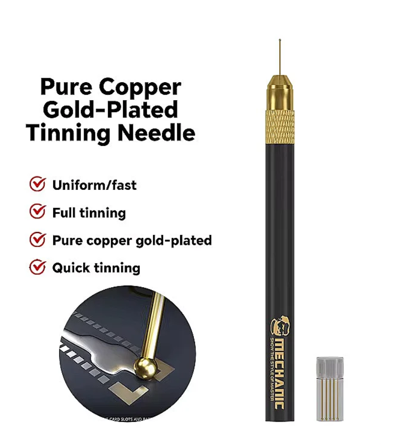 MECHANIC SW-5S sada pozlacených jehel pro nanášení a tažení cínu FPC, BGA, reballing 5 ks s držákem