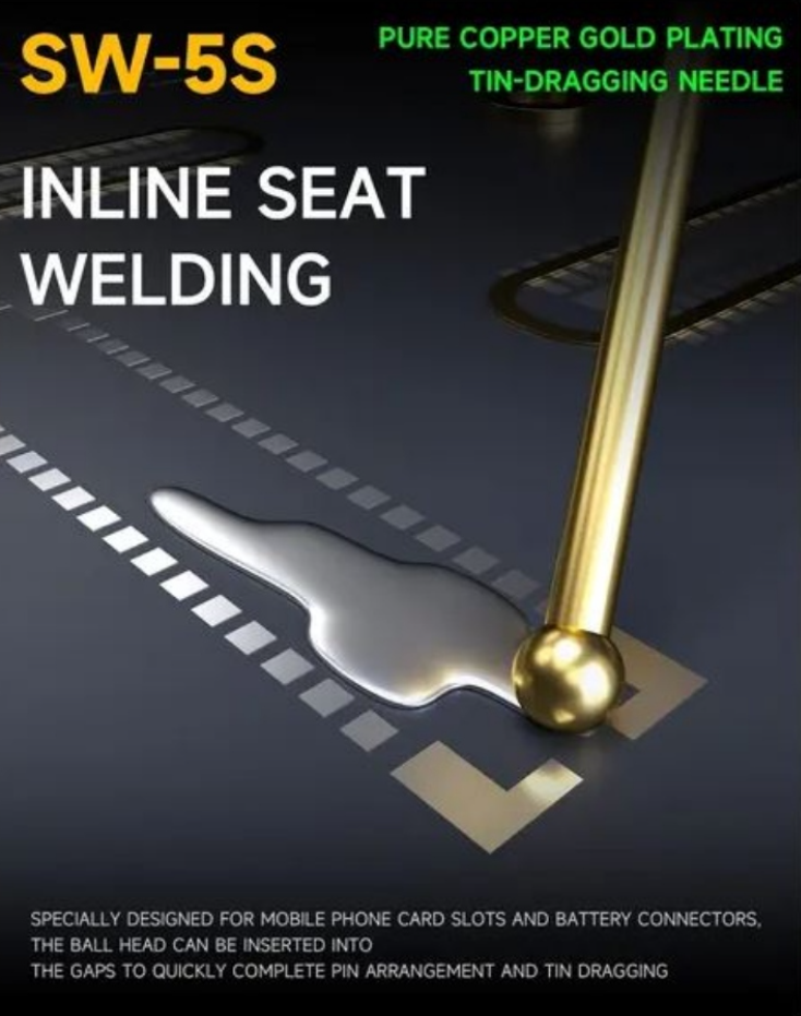 MECHANIC SW-5S sada pozlacených jehel pro nanášení a tažení cínu FPC, BGA, reballing 5 ks s držákem