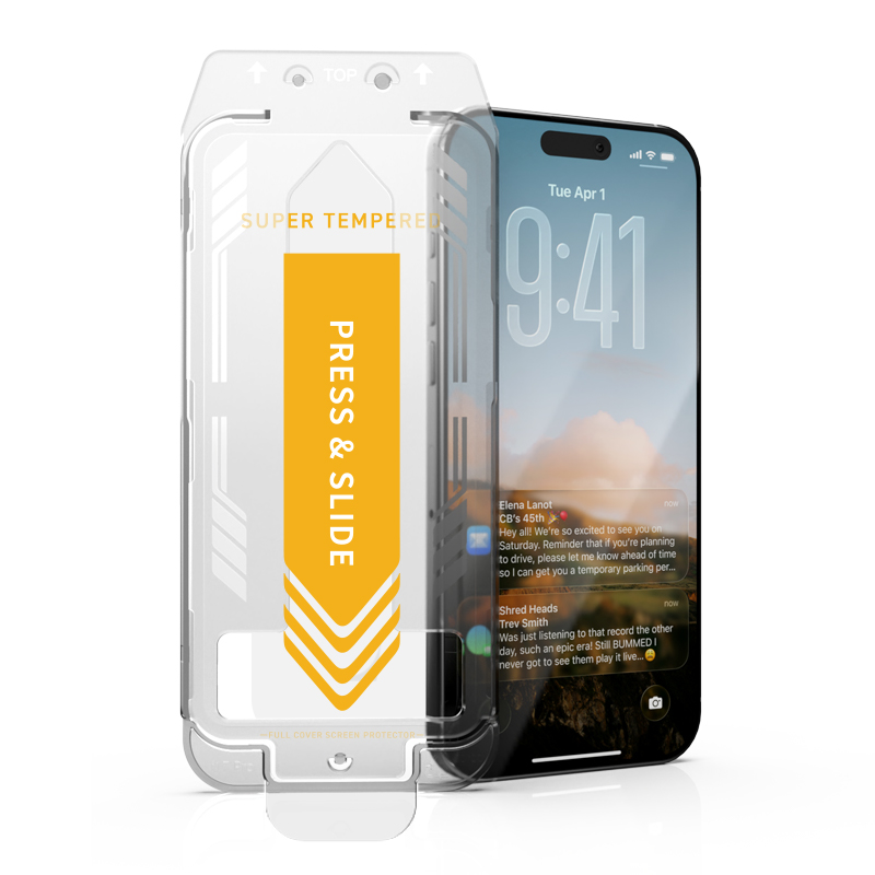 Ochranné tvrzené sklo iPhone 17 Pro Max 9H HD Clear 0,33 mm Full Glue s aplikátorem 2 ks.