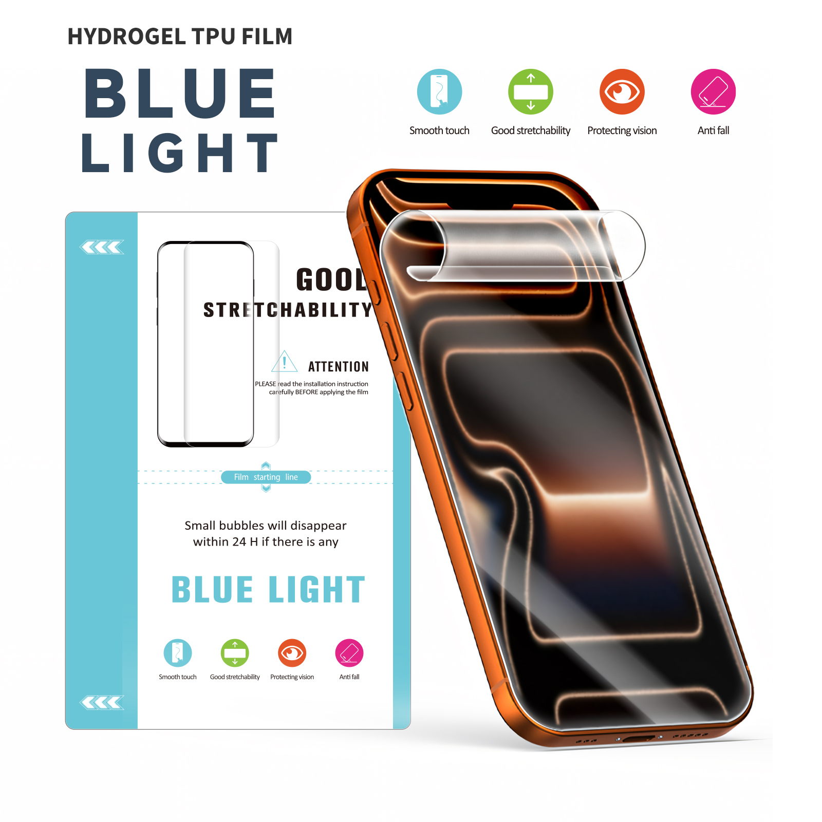 TPU Blue Light Filter 150µm - Ochranná fólie pro plotr s modrým filtrem 4vrstvá - úzká 180×120 mm