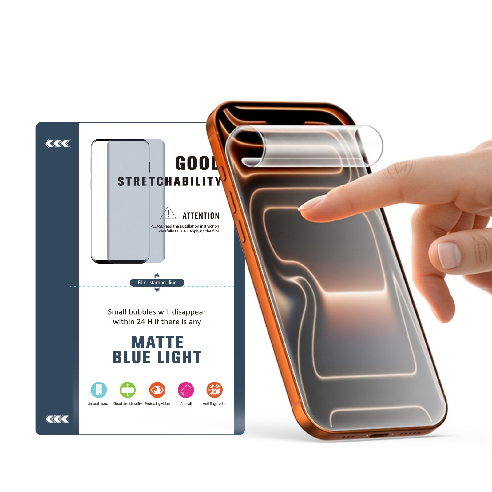 TPU Matte Blue Light Filter150µm - Matná ochranná fólie pro plotr s modrým filtrem 4vrstvá - úzká 180×120 mm