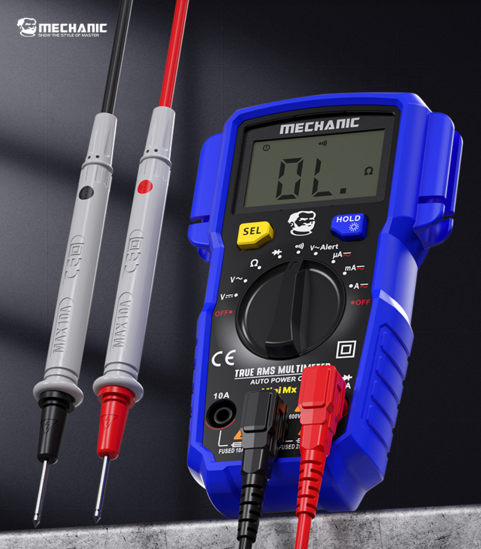 MECHANIC Mini MX inteligentní digitální měřič s funkcí NCV a ochranou proti přepálení s LED displejem