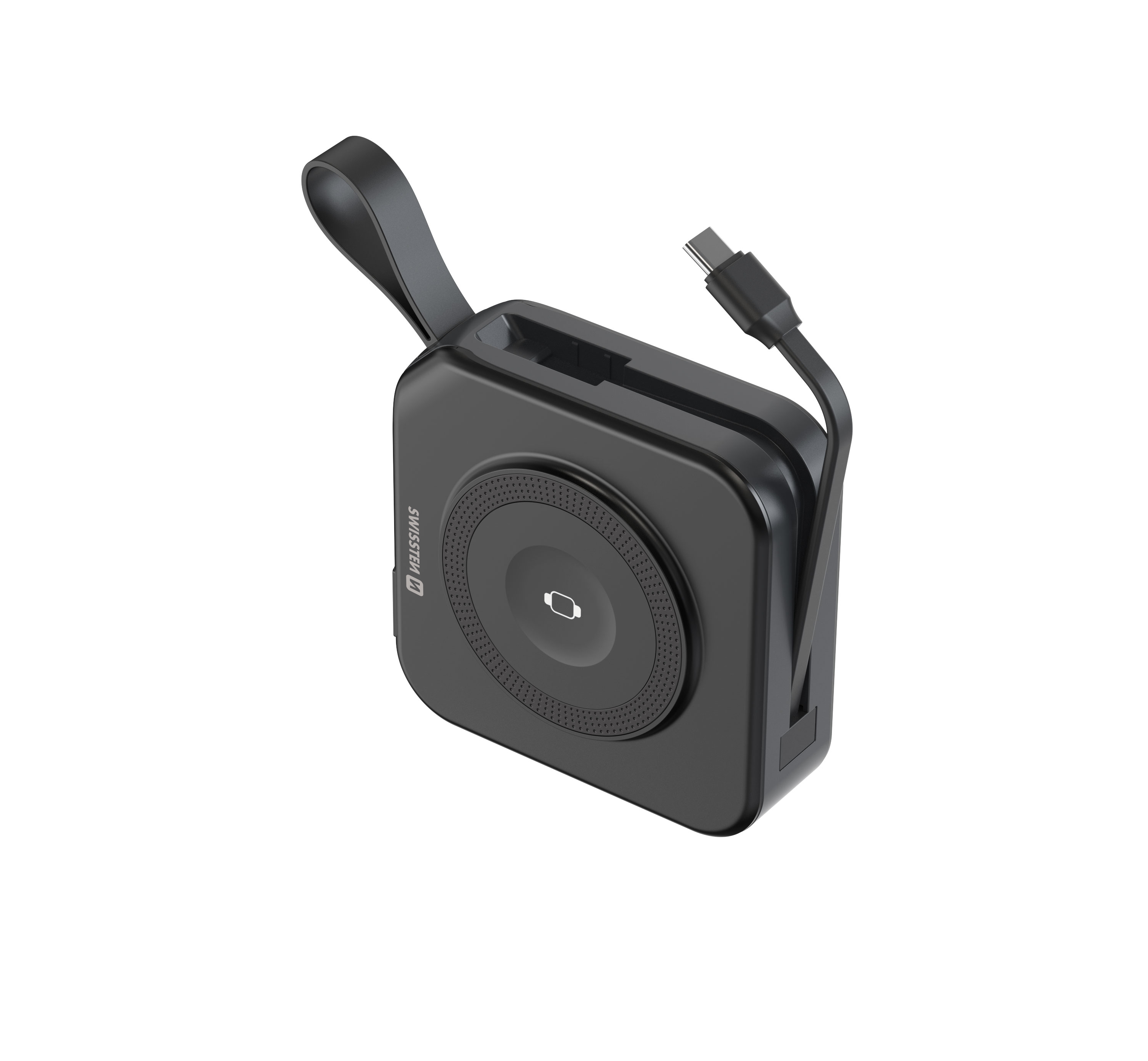 SWISSTEN Powerbanka a nabíječka EU UK US All In One Pro Vestavěný USB-C MagSafe kabel Apple Watch 10 000 mAh 20W Černá