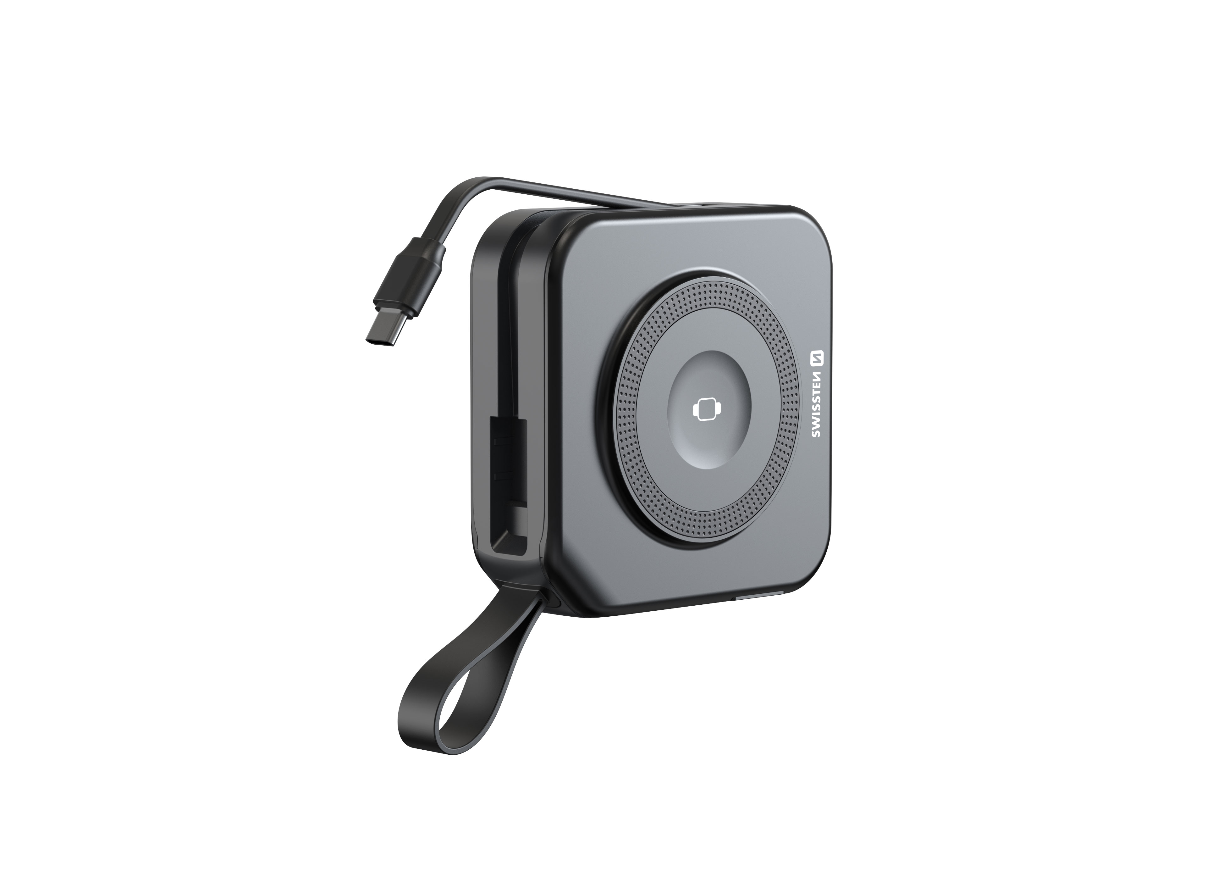SWISSTEN Powerbanka a nabíječka EU UK US All In One Pro Vestavěný USB-C MagSafe kabel Apple Watch 10 000 mAh 20W Černá