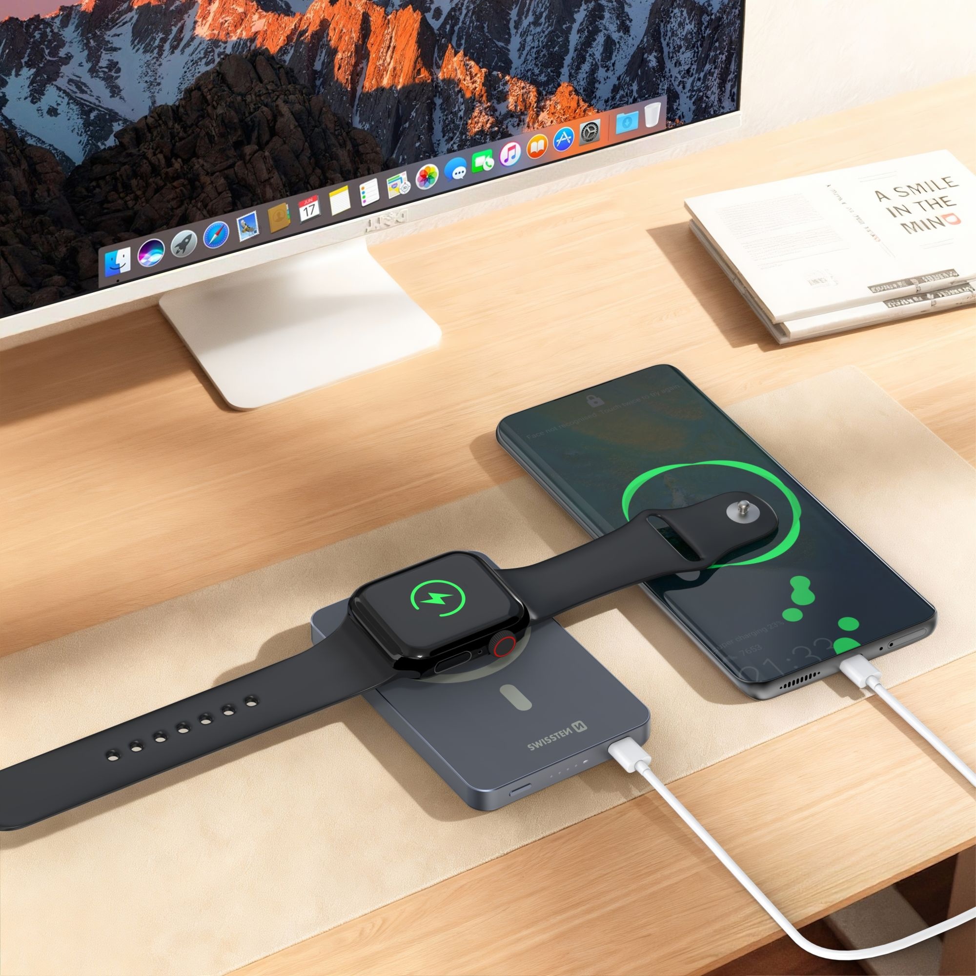 Swissten powerbanka iPhone Magsafe 5000 mAh s bezdrátovým nabíjením s výkonem až 20W