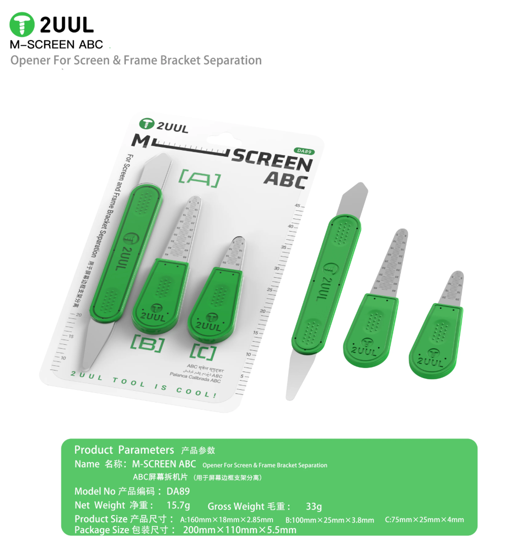 2UUL M-Screen ABC DA89 Profesionální sada pro otevírání LCD displejů mobilních telefonů 3 ks