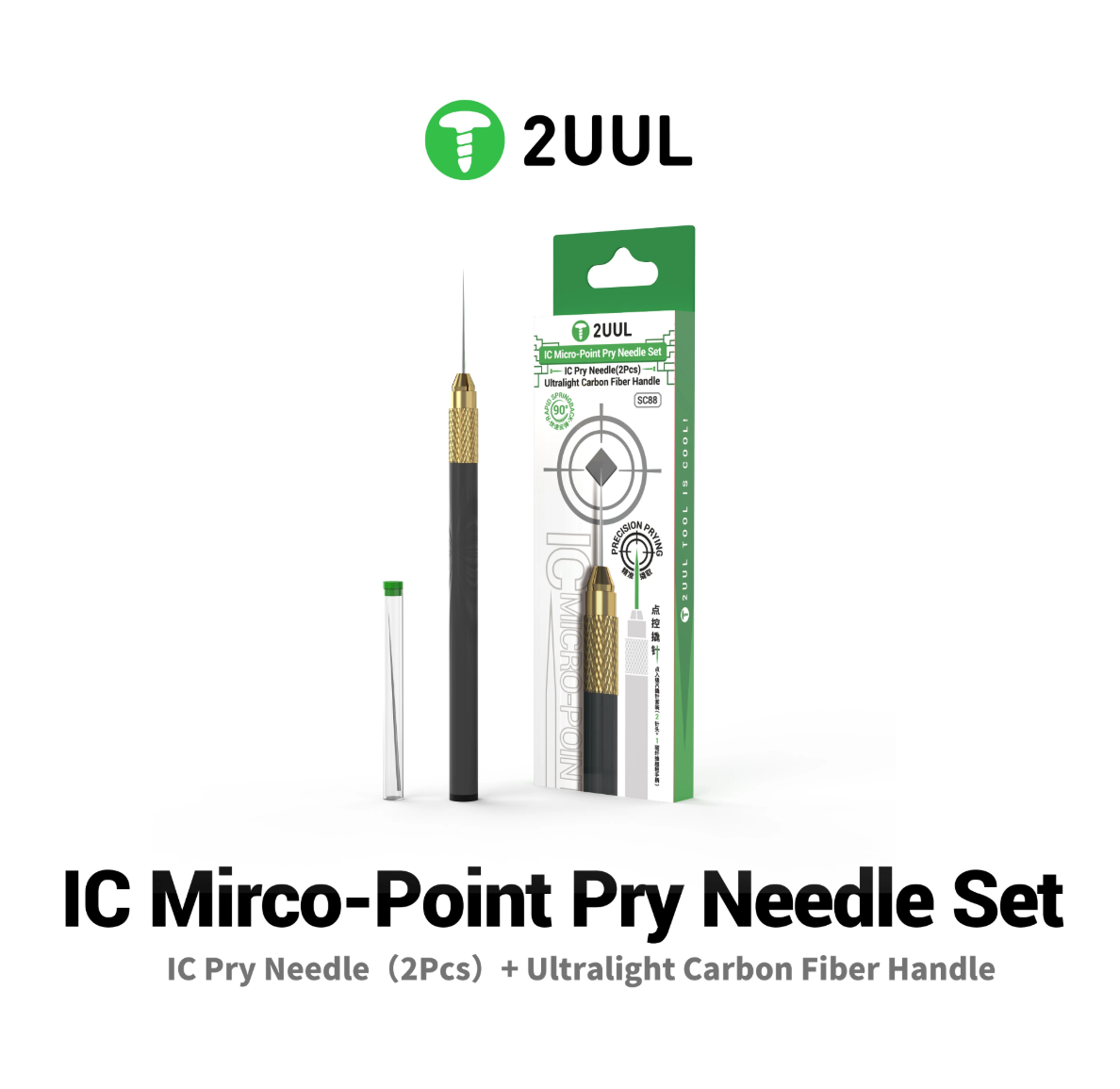 2UUL SC88 IC Micro-Point Pry Needle 2 ks mikro-hrotových přesných jehel pro odstraňování čipů a opravu elektroniky
