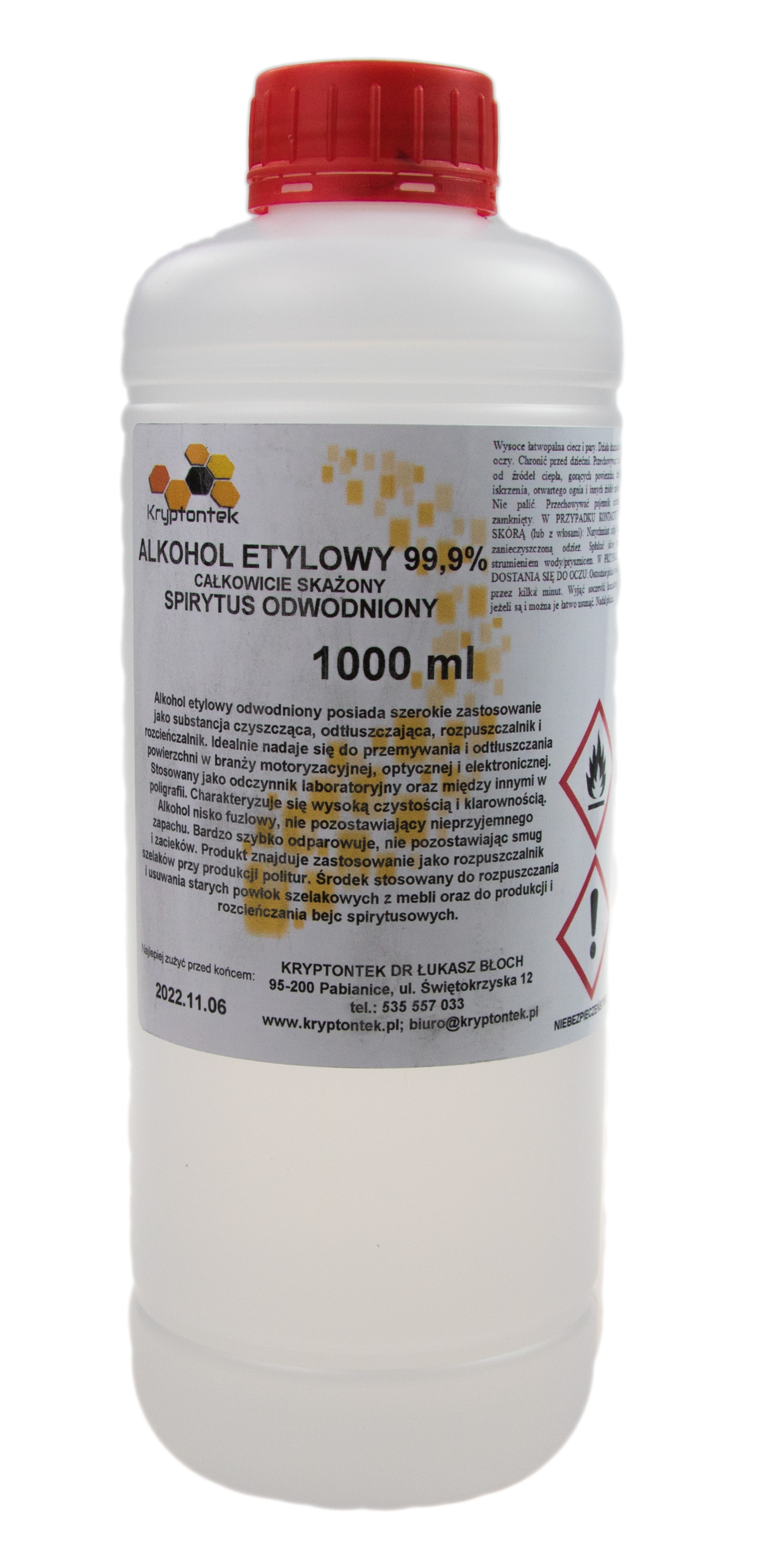 Ethylalkohol 99.9% komplet denaturován 1000ml pro odmašťování povrchů