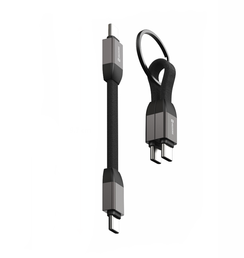 SWISSTEN magnetický USB-C / USB-C kabel na klíče 9,7 cm černý