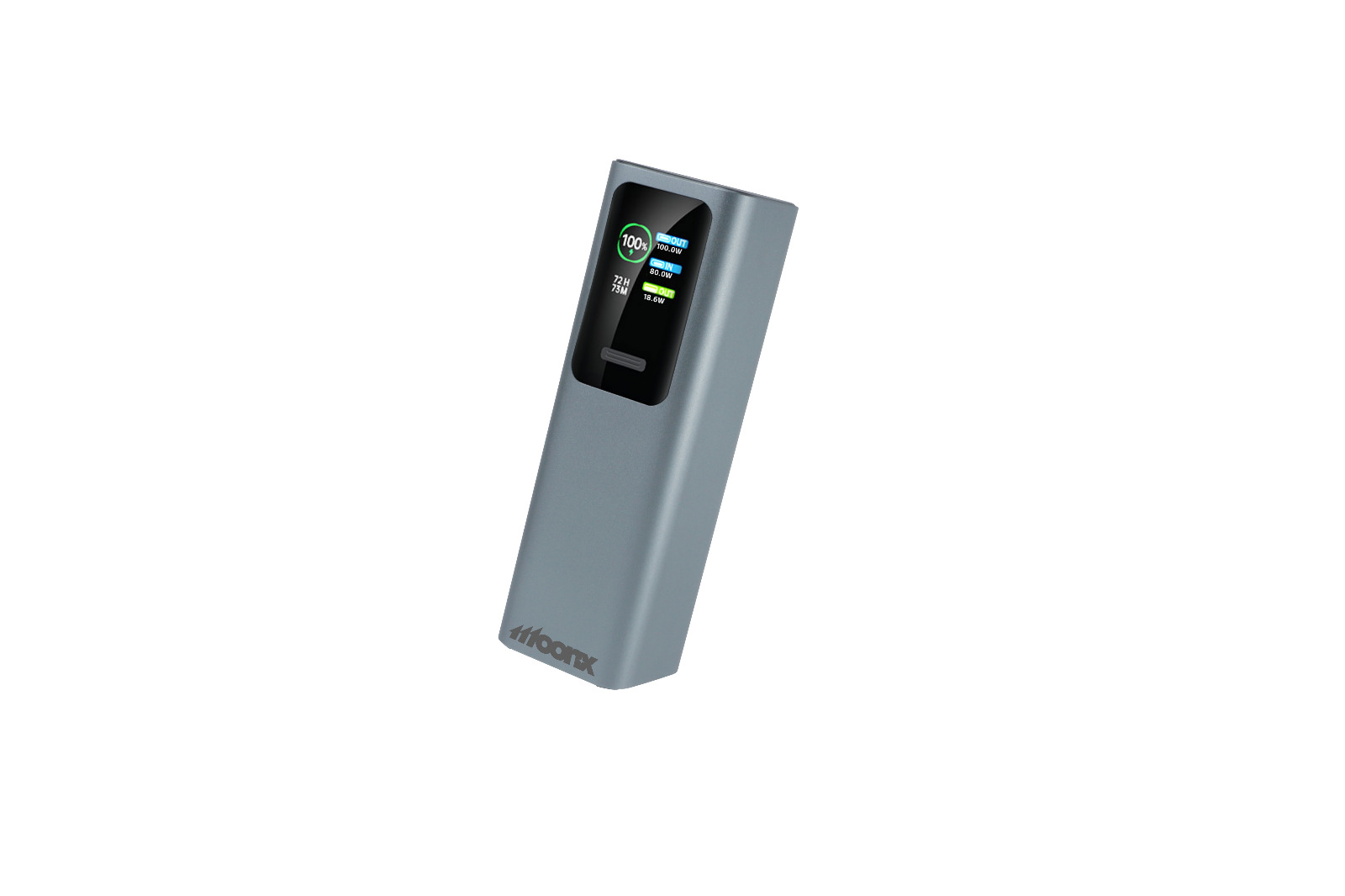 MOONX powerbanka MP07 30 000 mAh PD 165W 2 x USB-C + 1 x USB QC3.0 22.5W stříbrná
