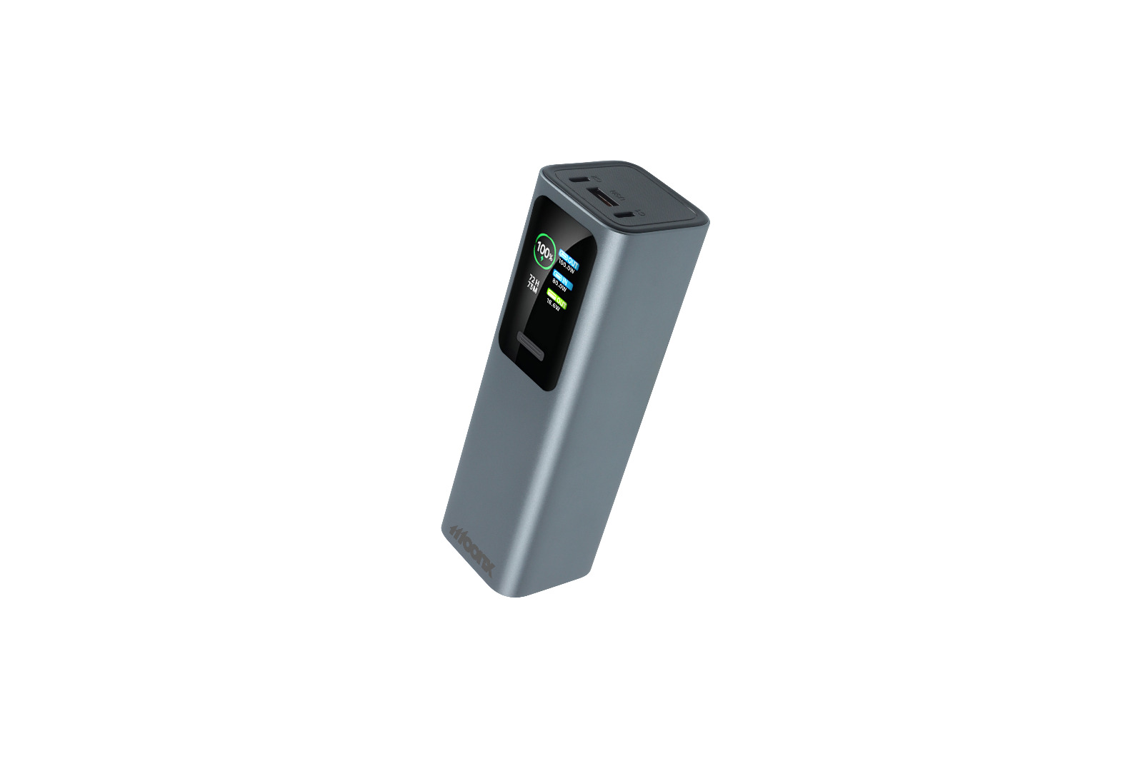 MOONX powerbanka MP07 30 000 mAh PD 165W 2 x USB-C + 1 x USB QC3.0 22.5W stříbrná