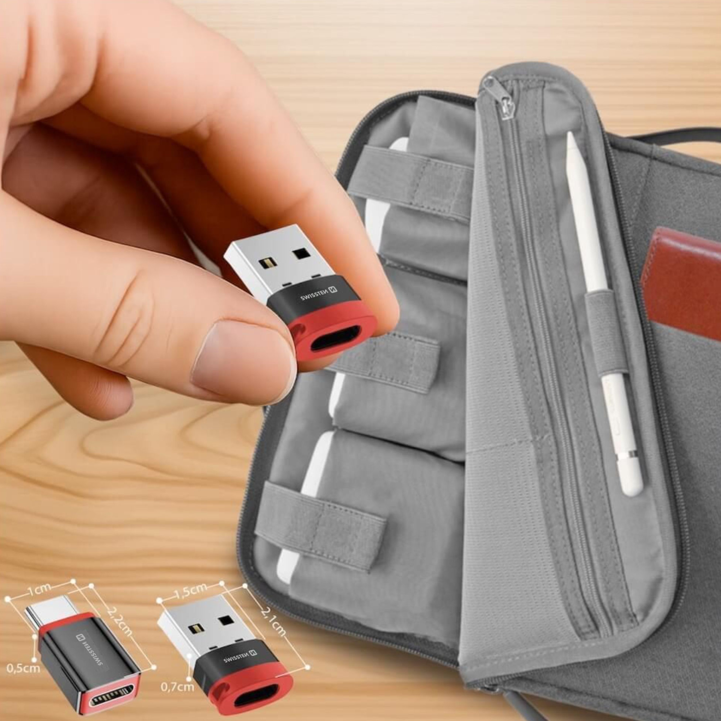 SWISSTEN DataGuard nabíjecí adaptér s blokací dat USB-A - USB-C černý
