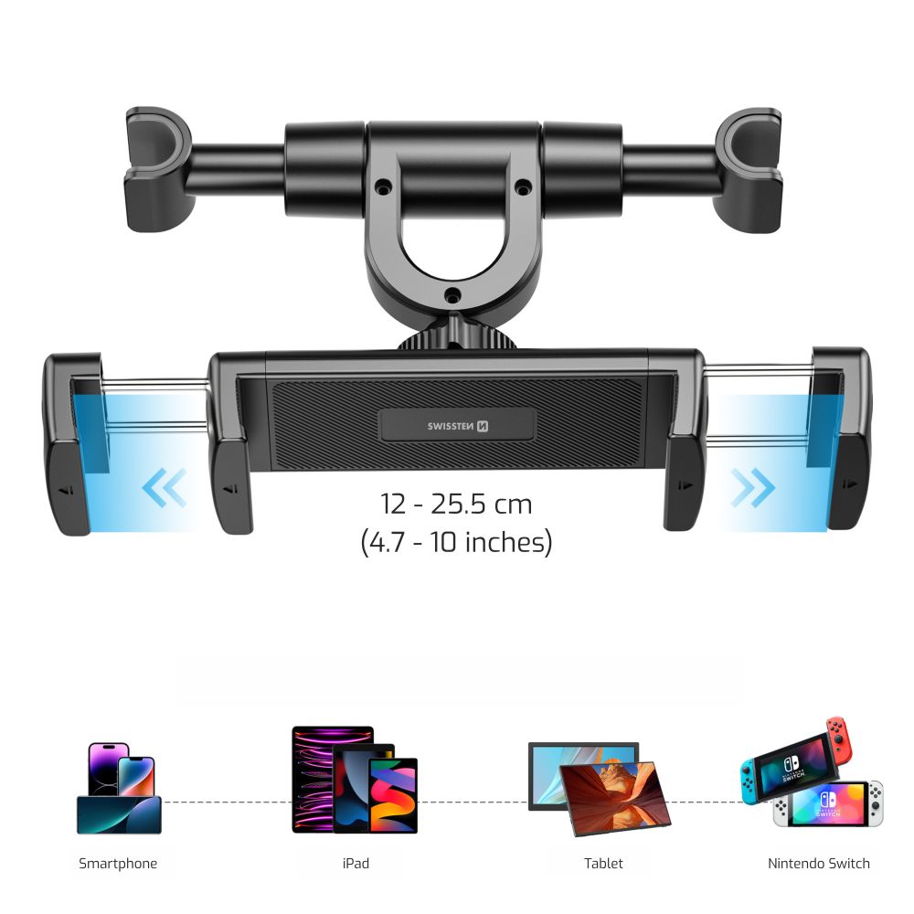 SWISSTEN Držák tabletu do auta S-Grip T2 na opěrku hlavy černý