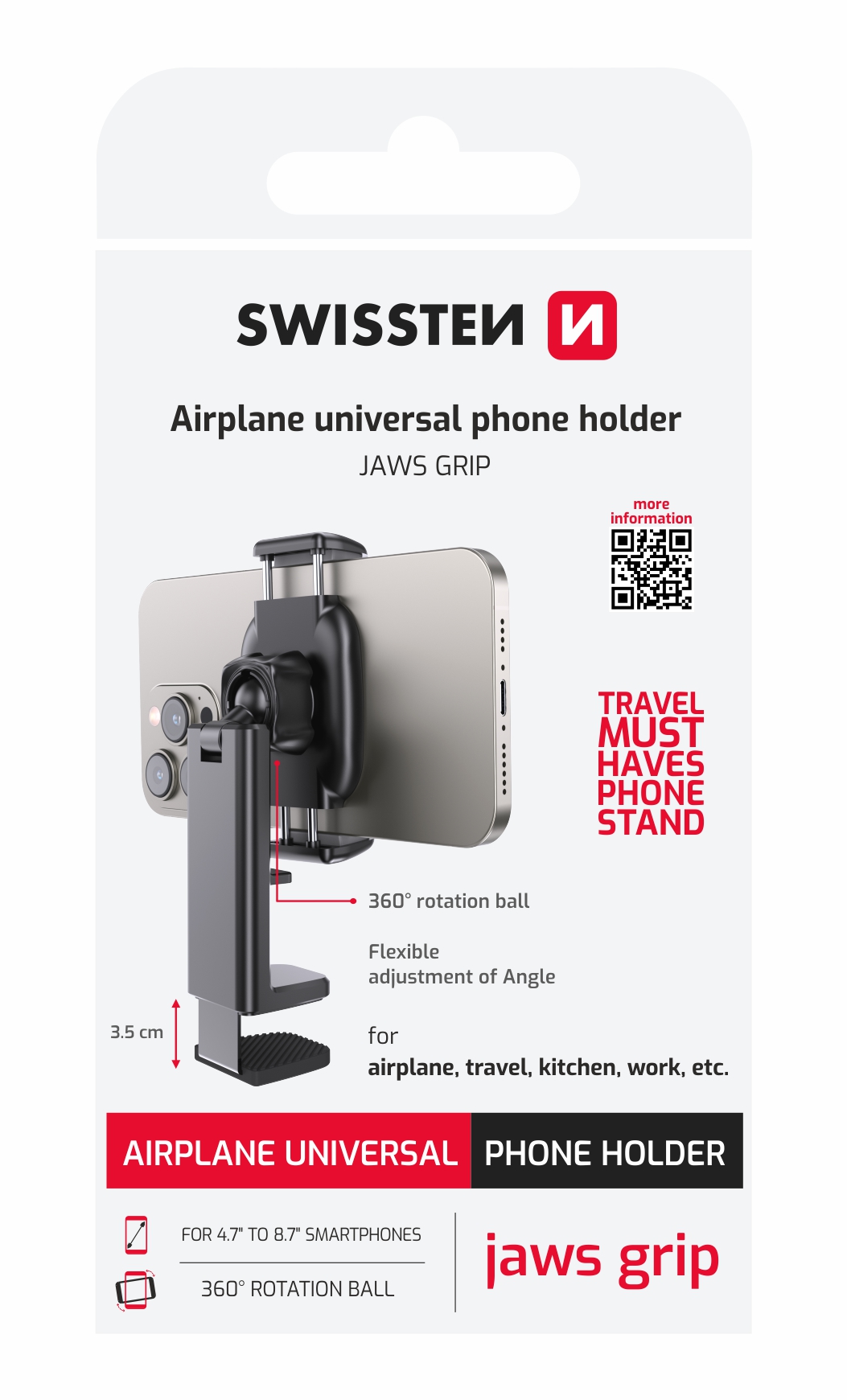SWISSTEN Univerzální držák na telefon s upínací svorkou černý