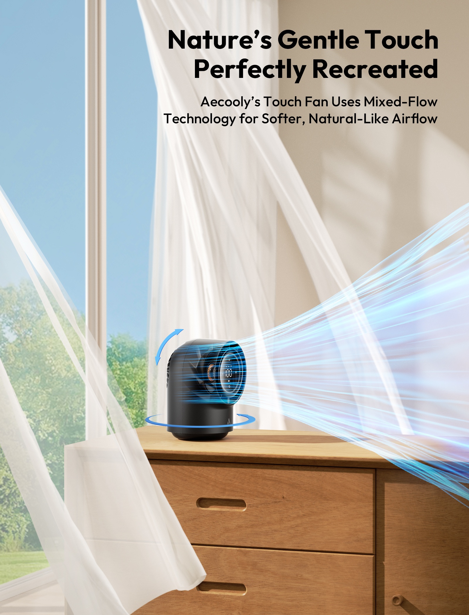 Aecooly stolní USB ventilátor s oscilací Chic 01 TB01 černý