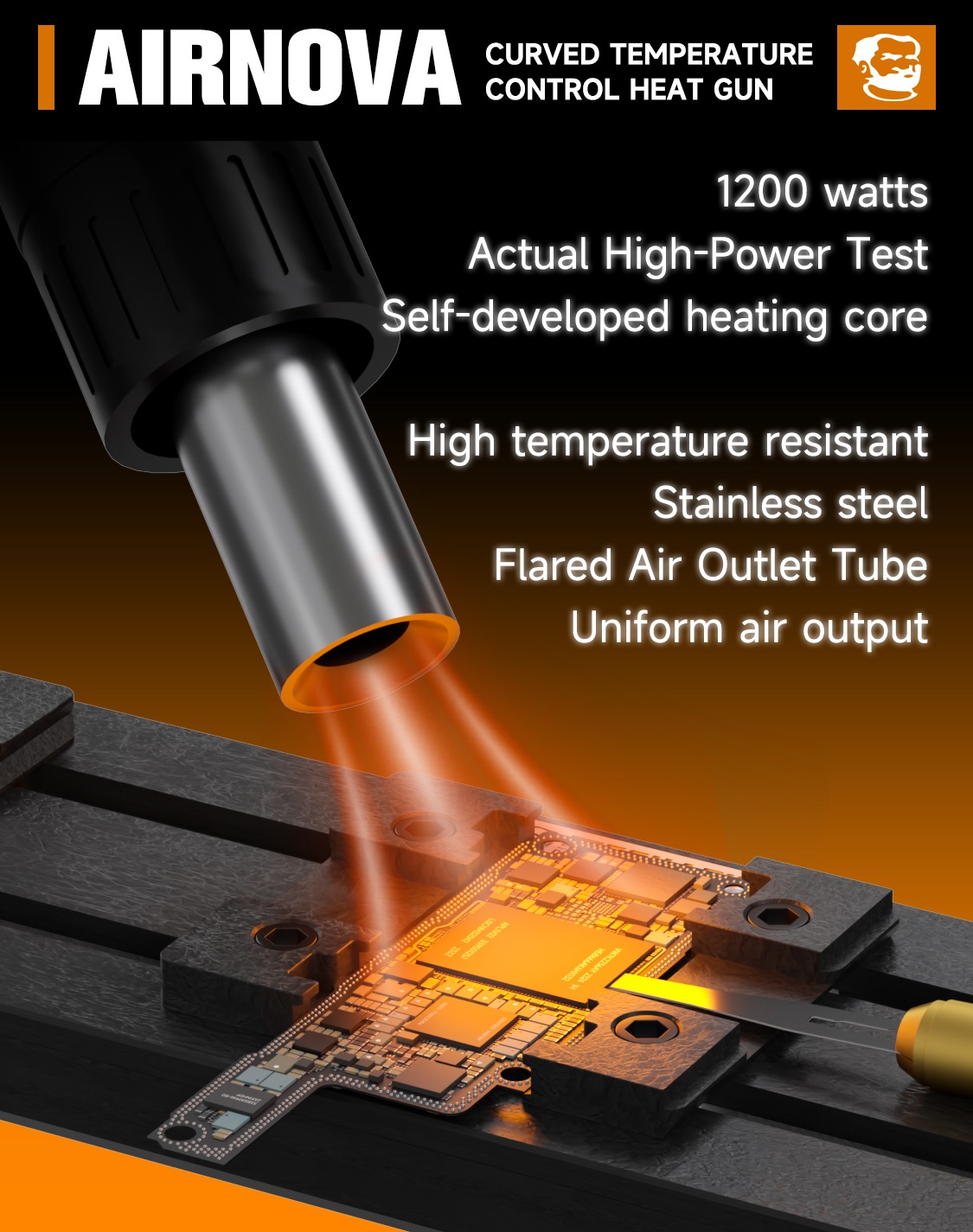 MECHANIC AIR NOVA 1200W – Profesionální horkovzdušná pájecí stanice Hot Air s inteligentní regulací teploty