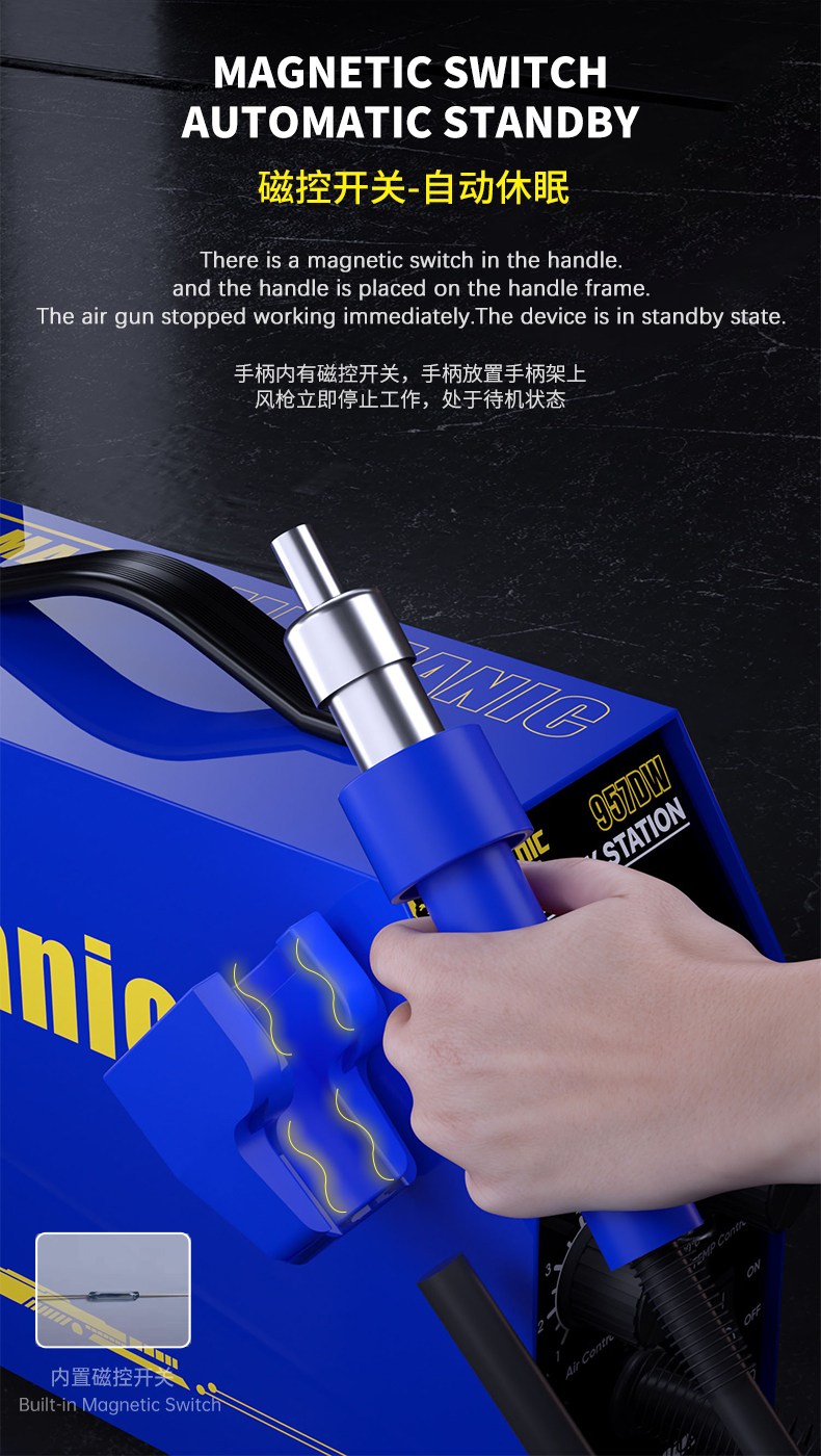 MECHANIC 957DW – Profesionální horkovzdušná pájecí stanice Hot Air 600 W pro GSM servis