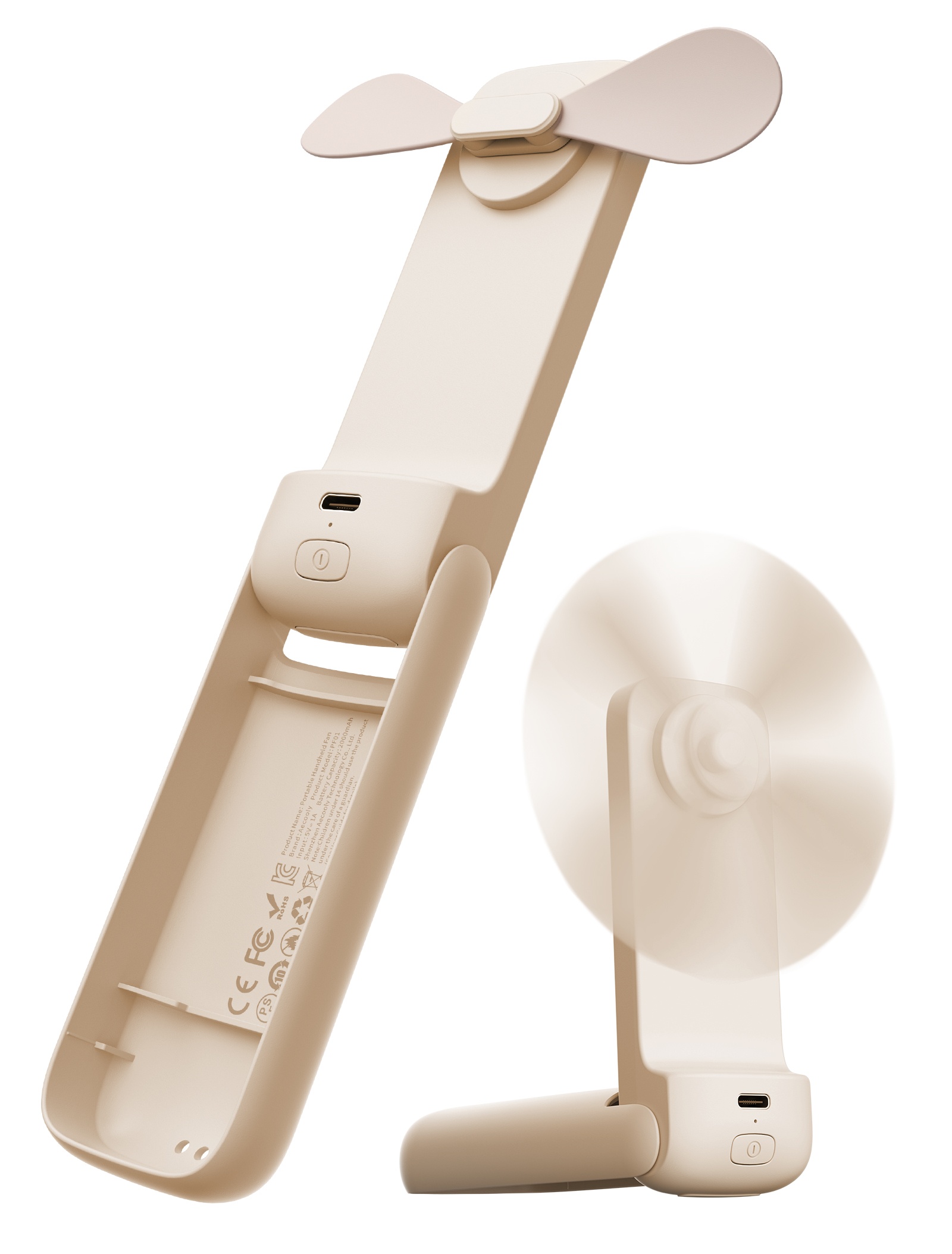 Aecooly Pocket 01 PF01 – Skládací kapesní ruční ventilátor 2000 mAh béžový