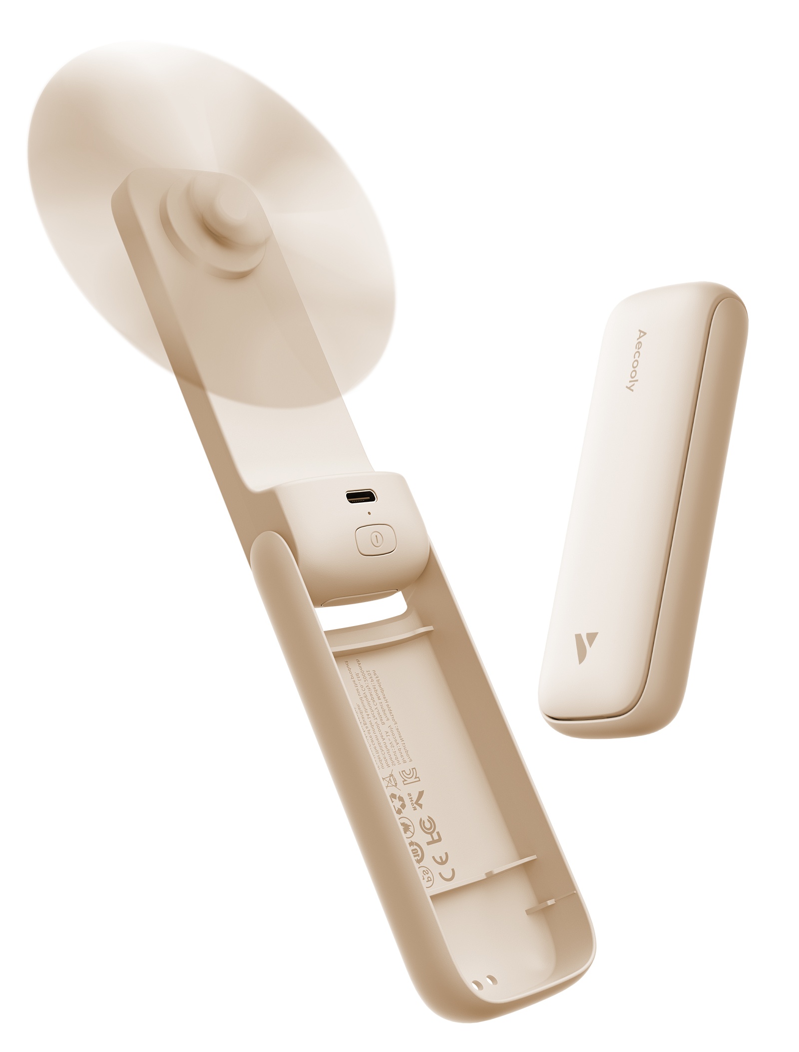 Aecooly Pocket 01 PF01 – Skládací kapesní ruční ventilátor 2000 mAh béžový