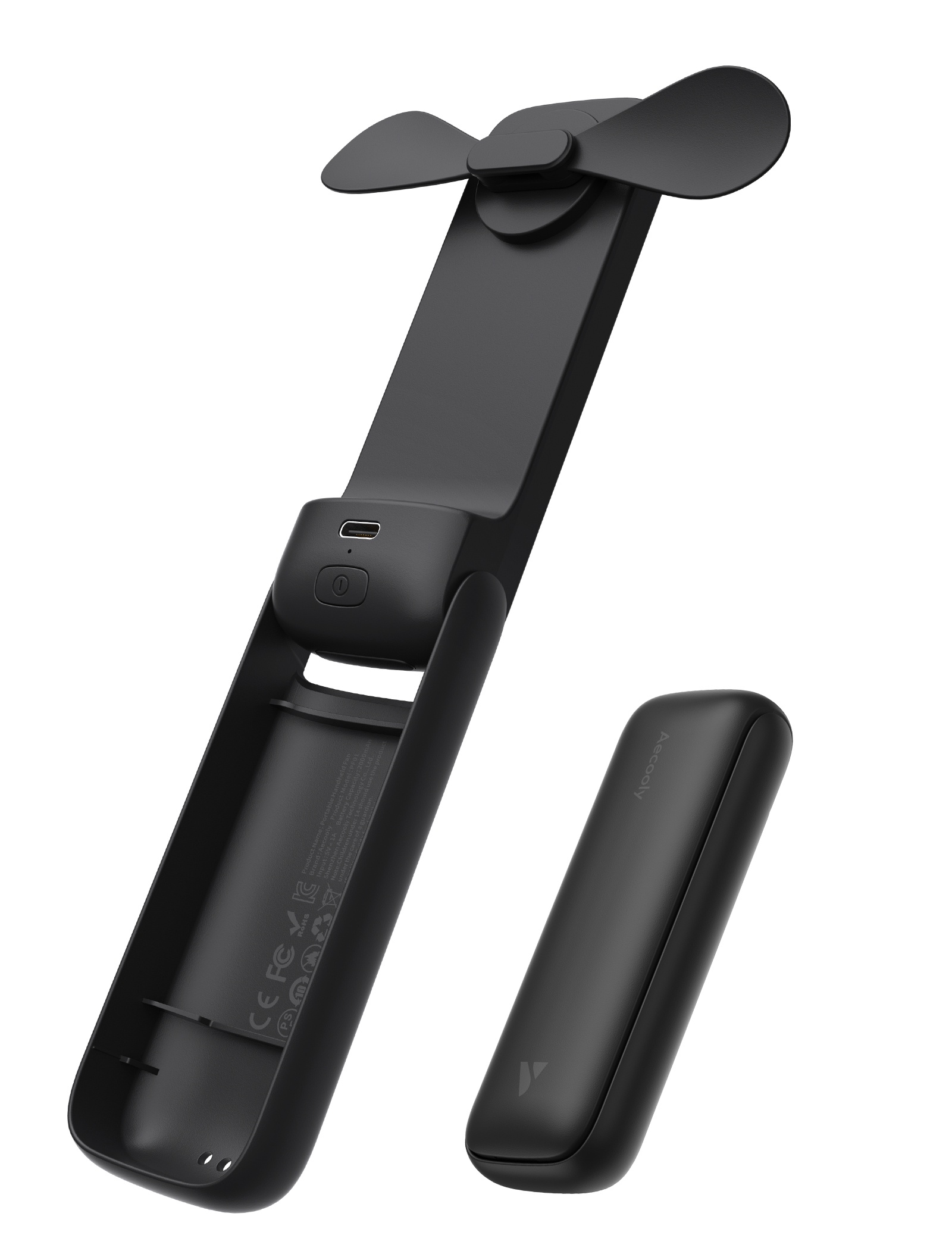 Aecooly Pocket 01 PF01 – Skládací kapesní ruční ventilátor 2000 mAh černý
