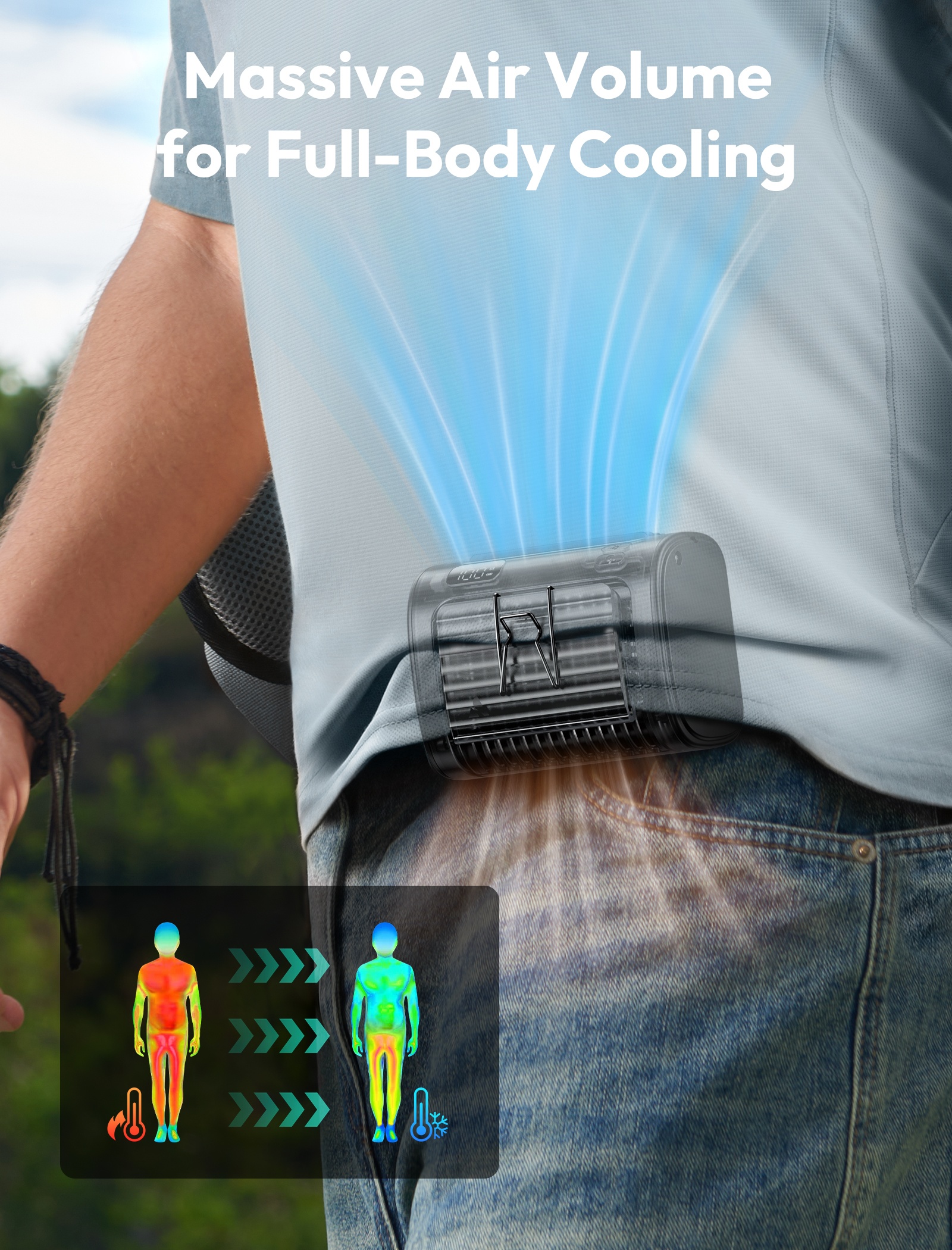 Aecooly Flow 01 UH01-A – Ventilátor na opasek 9000 mAh černý