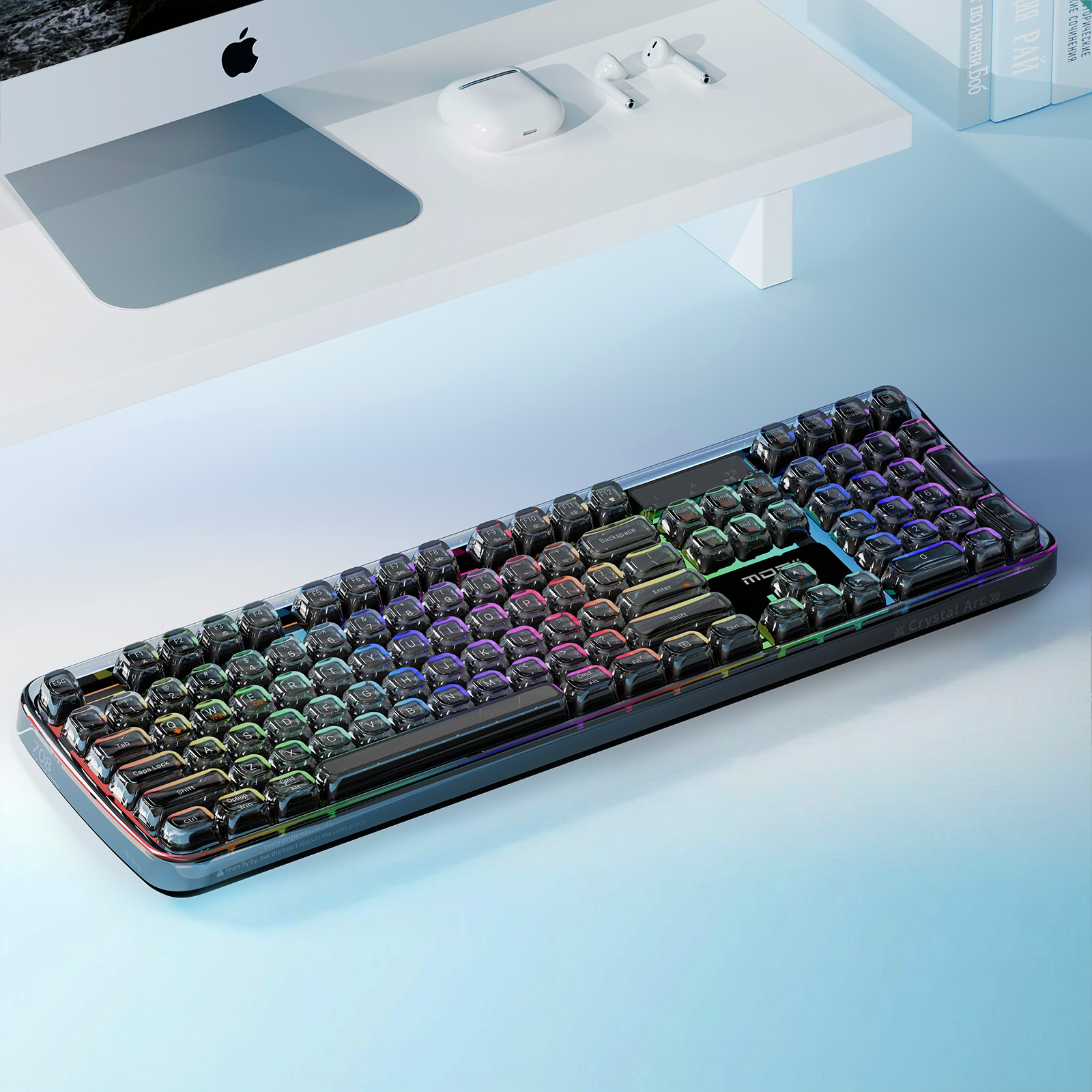 Mofii bezdrátová RGB klávesnice Crystal Arc SK-708CTM černá