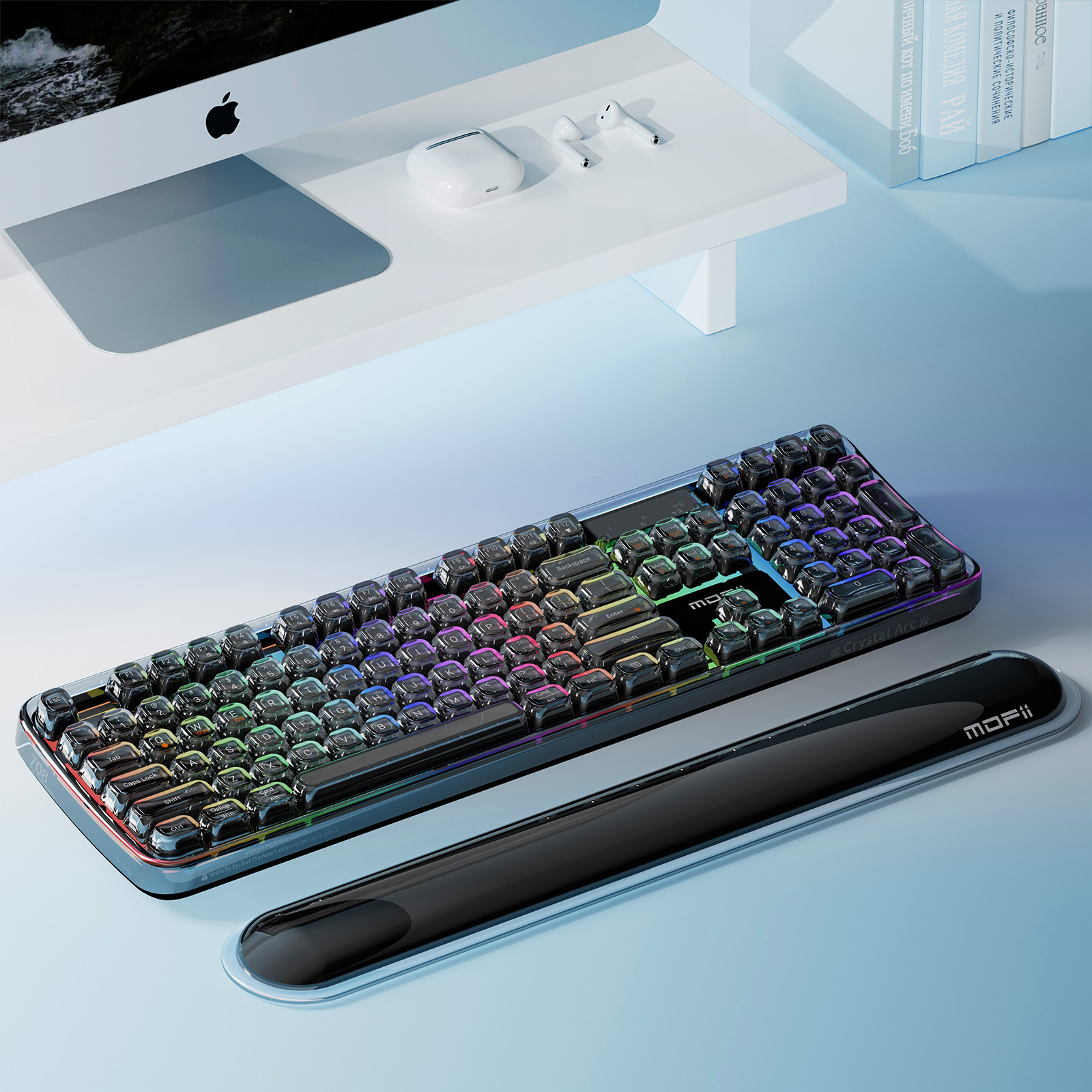 Mofii bezdrátová RGB klávesnice Crystal Arc SK-708CTM černá