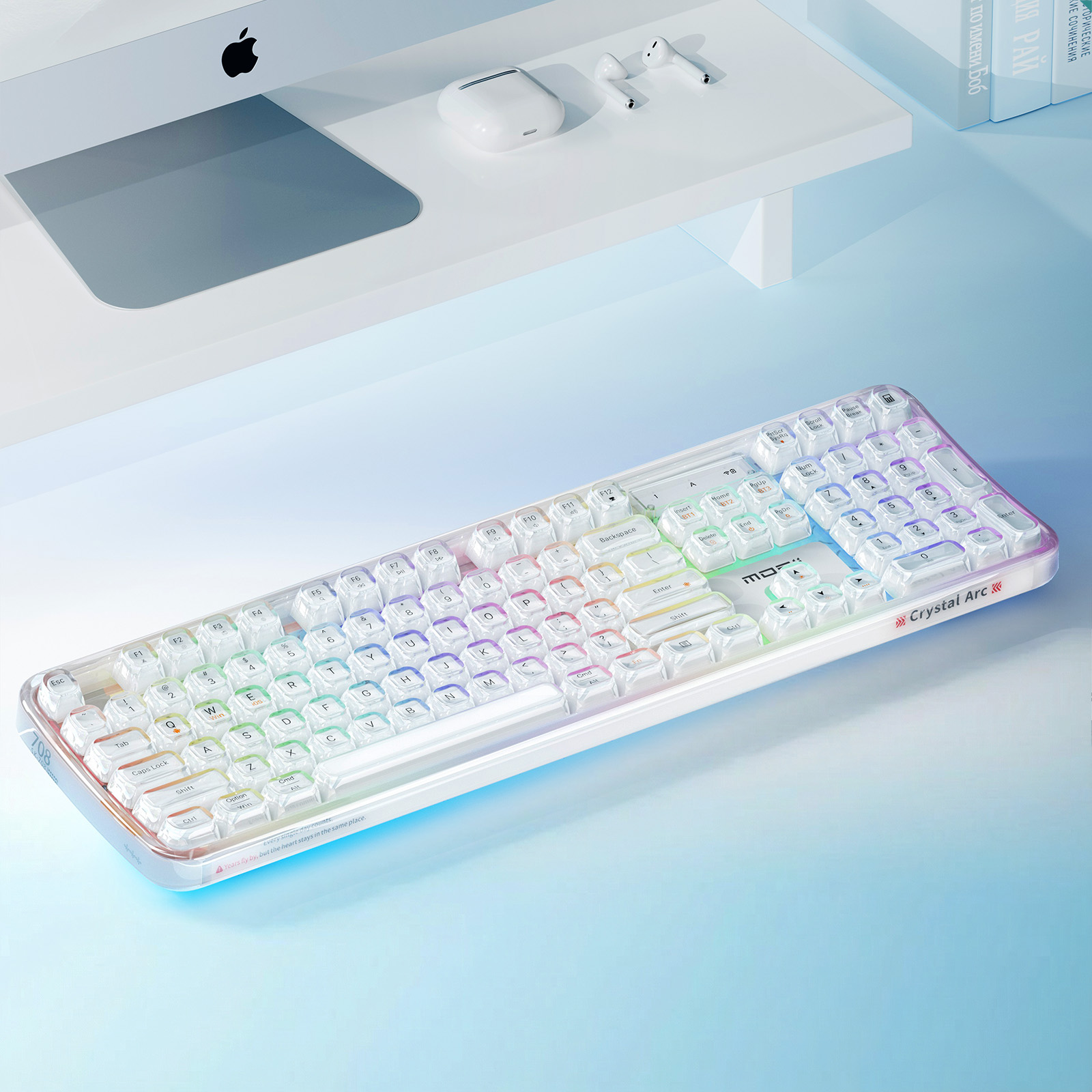 Mofii bezdrátová RGB klávesnice Crystal Arc SK-708CTM bílá