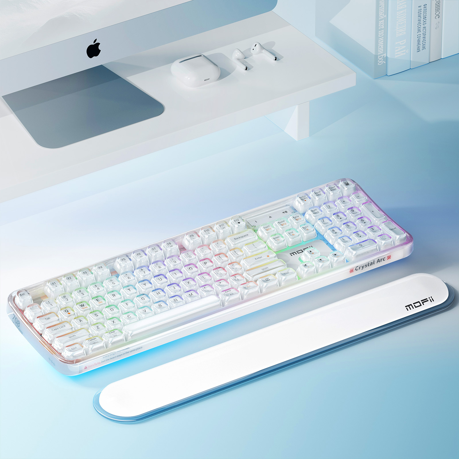 Mofii bezdrátová RGB klávesnice Crystal Arc SK-708CTM bílá
