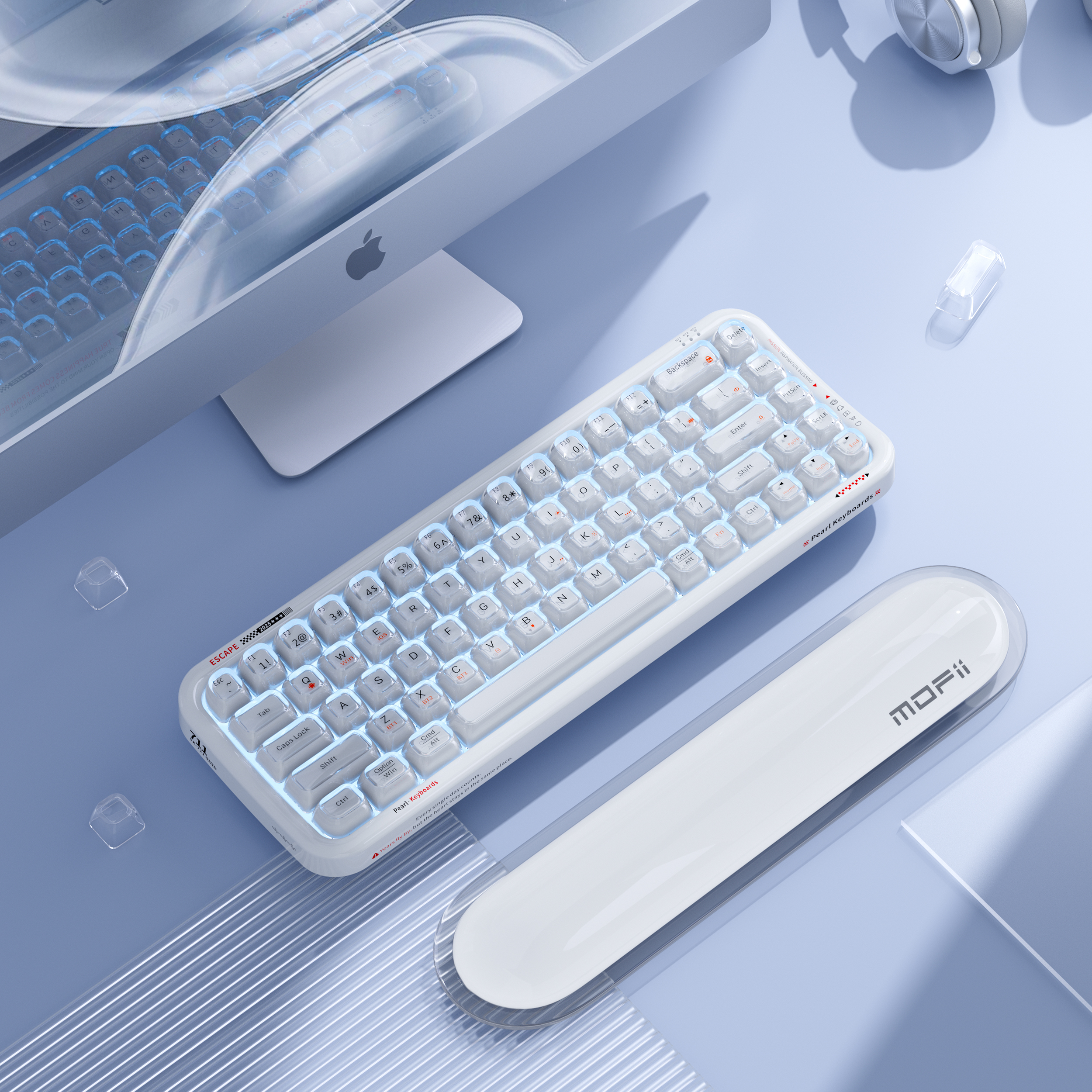 Mofii kompaktní bezdrátová RGB klávesnice Pearl SK-711CTM bílá