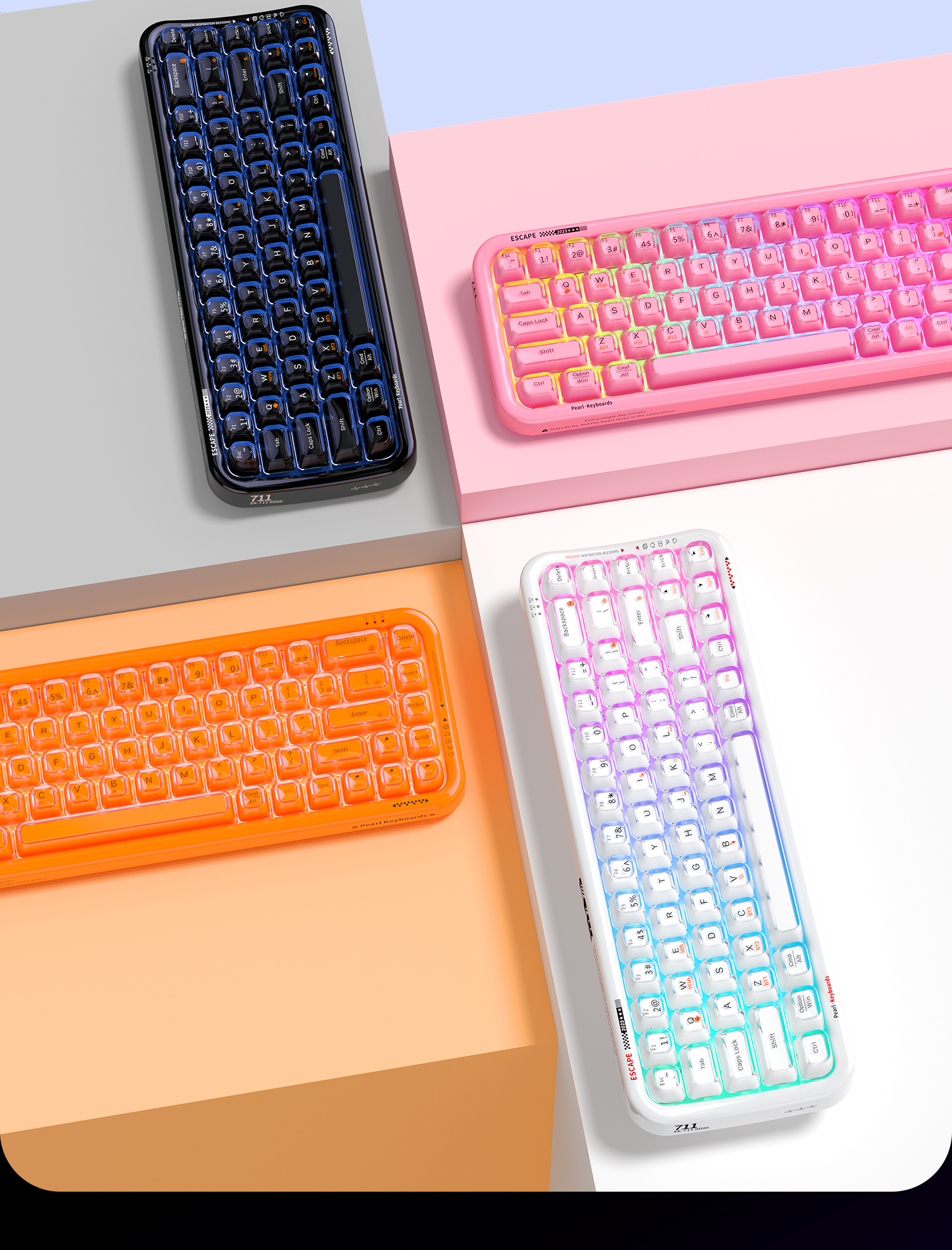 Mofii kompaktní bezdrátová RGB klávesnice Pearl SK-711CTM růžová