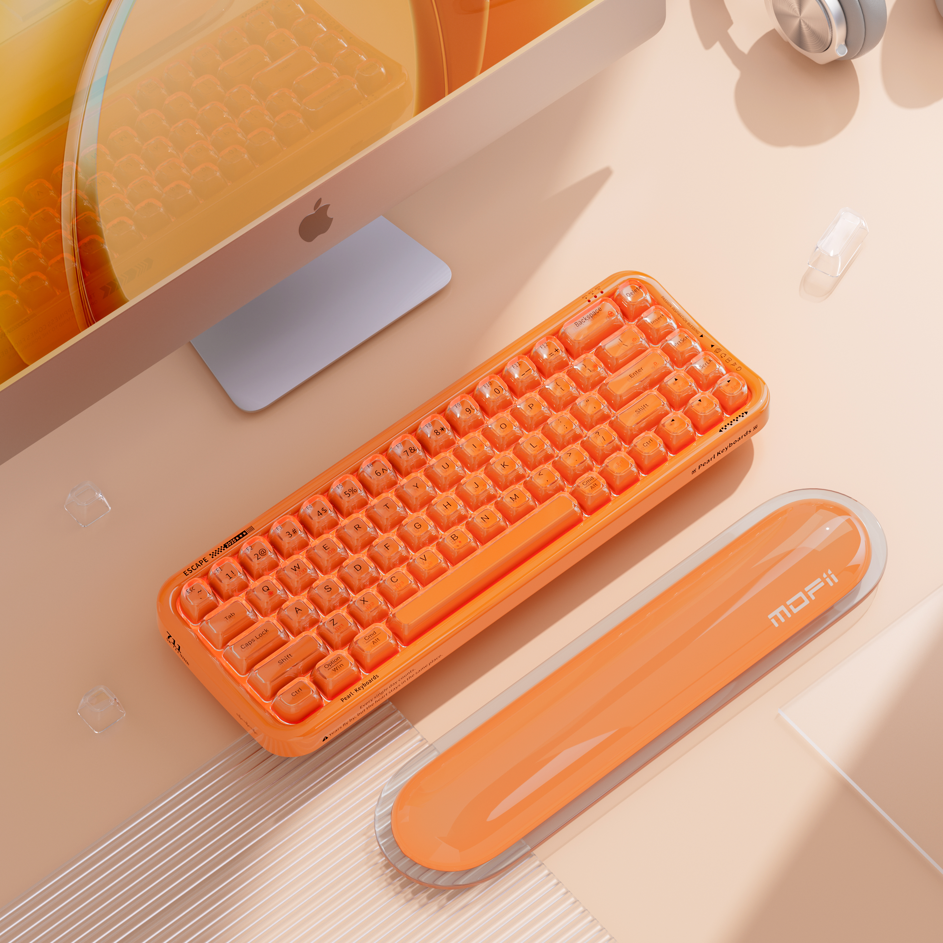Mofii kompaktní bezdrátová RGB klávesnice Pearl SK-711CTM oranžová
