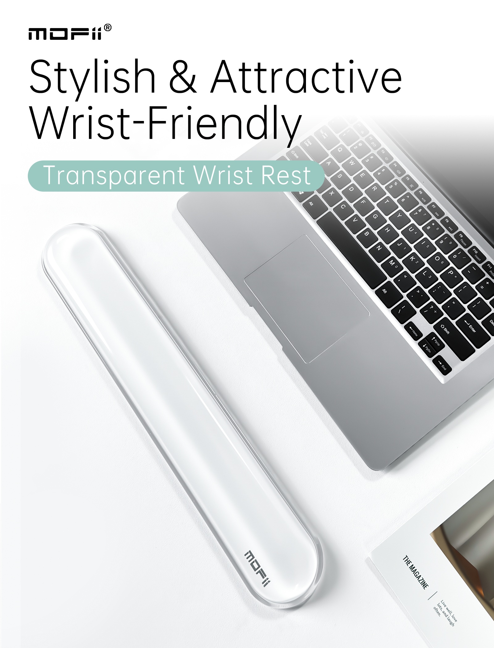 Mofii ergonomická opěrka zápěstí KWR-02 bílá 358mm