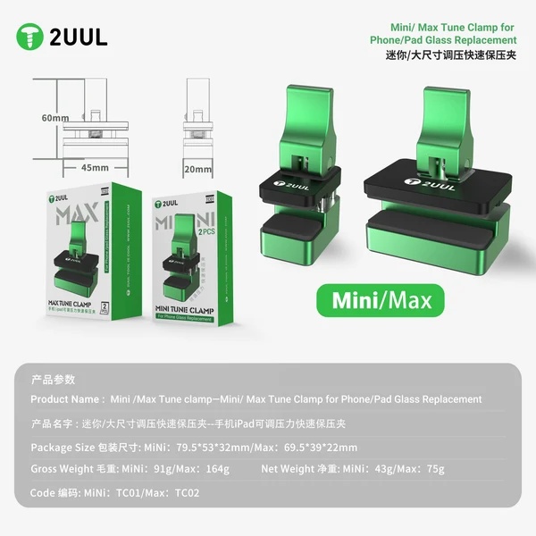2UUL TC01 Mini Tune – servisní svorka pro lepení displejů a skel