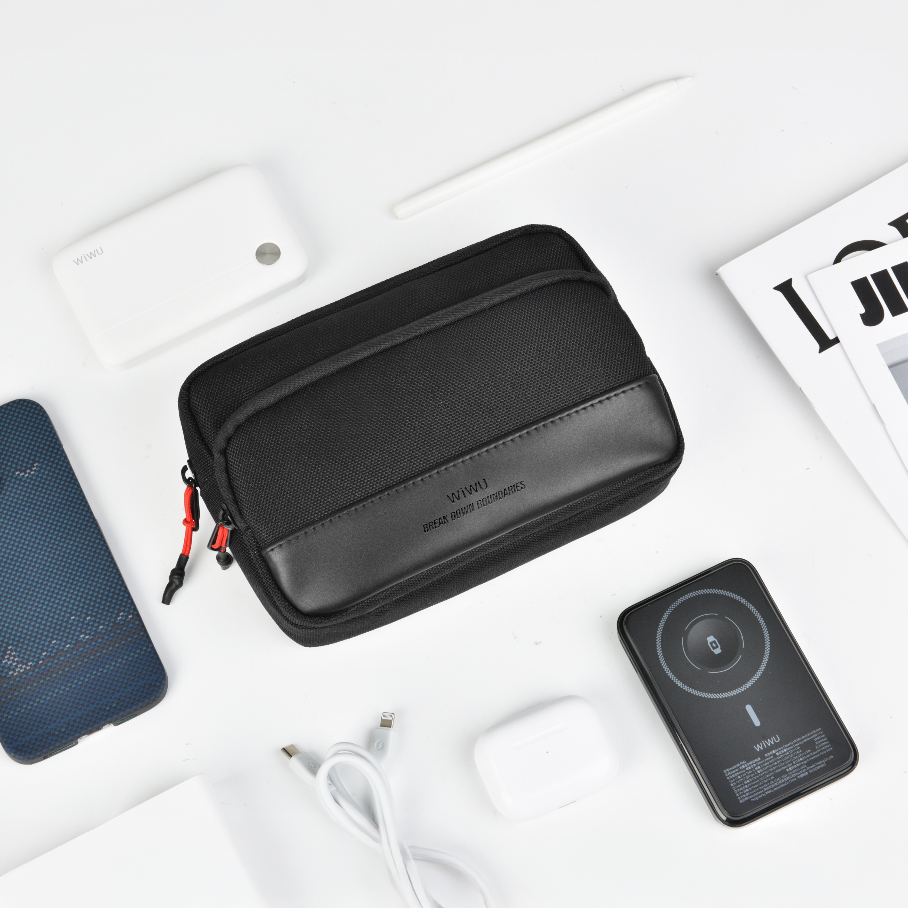 WiWU Essen Travel Pouch cestovní organizér na kabely a příslušenství černý