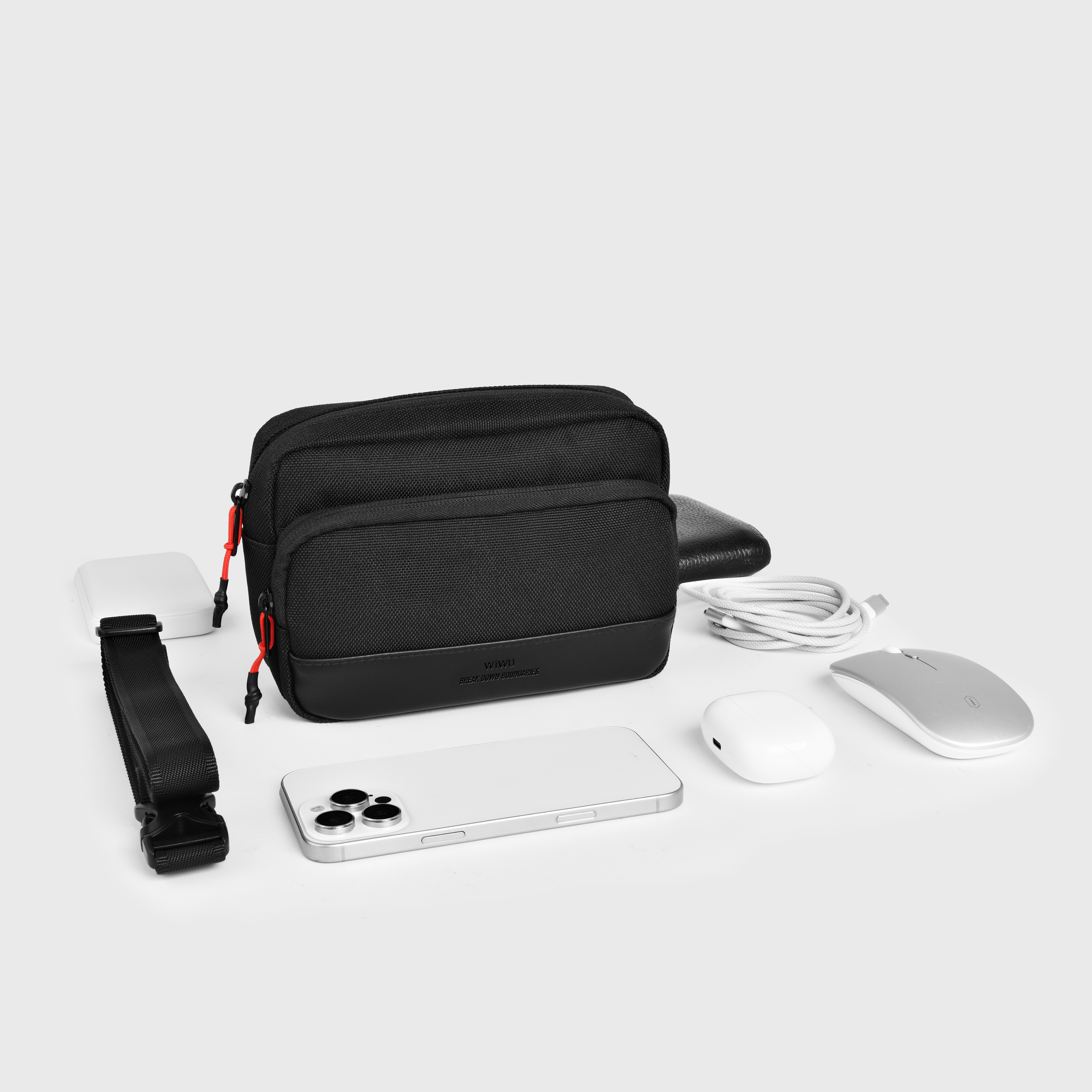 WiWU Essen 2 in 1 Crossbody Bag městská taška přes rameno 20 × 14 × 6 cm černá