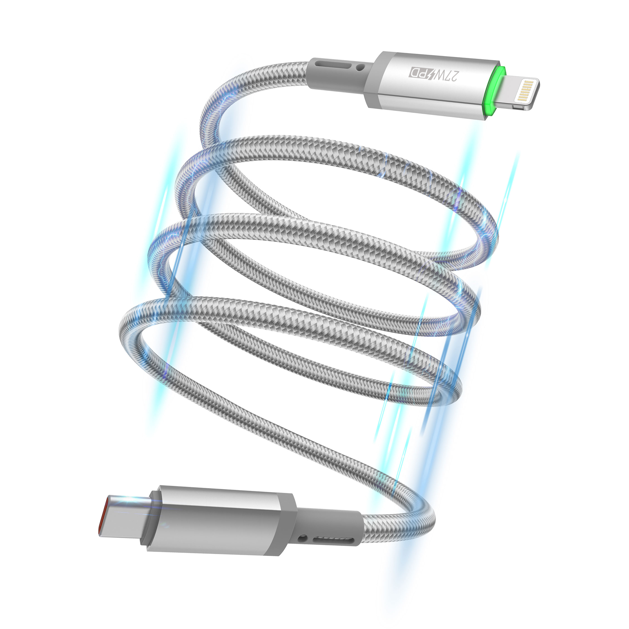 WiWU Maglink Wi-C083 magnetický kabel USB-C / Lightning 27 W 1 m šedý