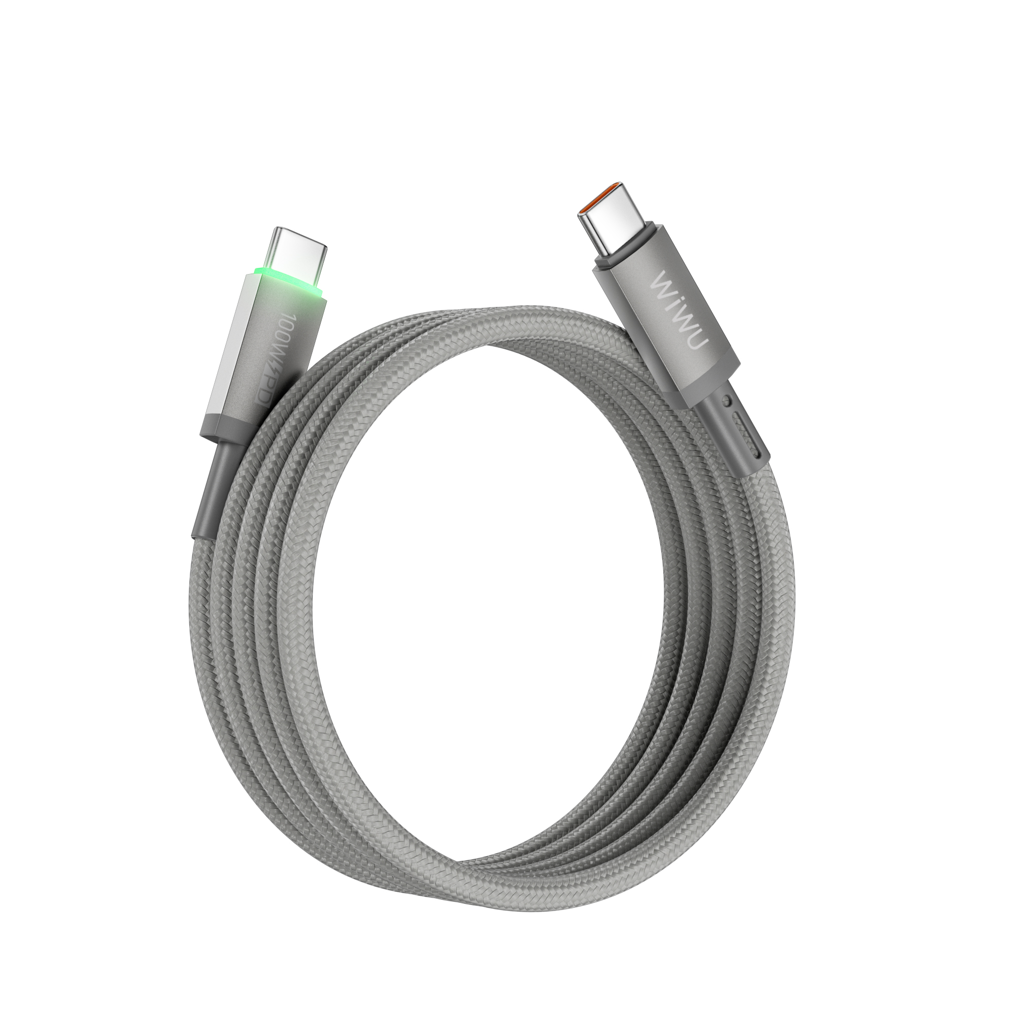 WiWU Maglink Wi-C084 magnetický kabel USB-C / USB-C 100 W 1 m šedý