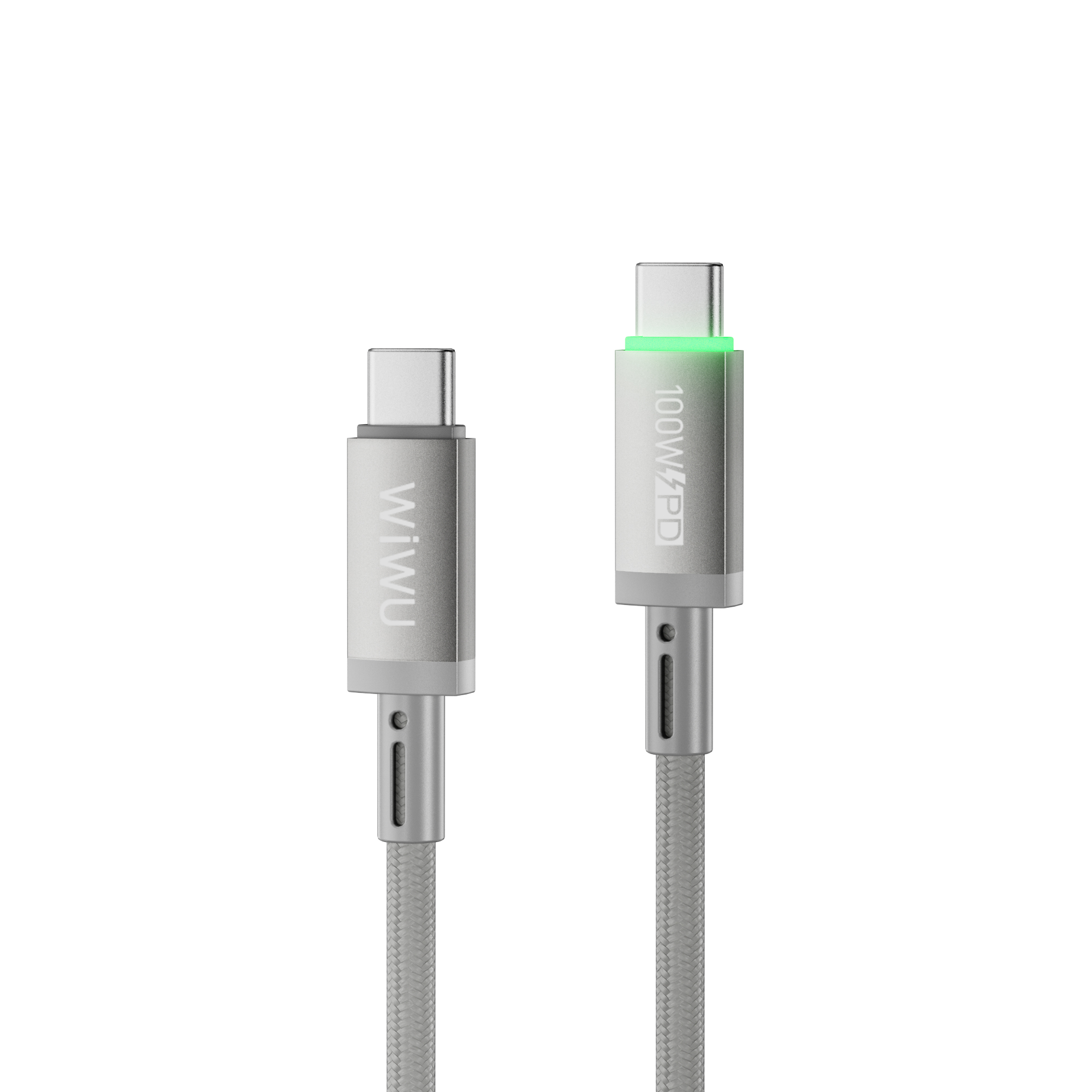 WiWU Maglink Wi-C084 magnetický kabel USB-C / USB-C 100 W 1 m šedý