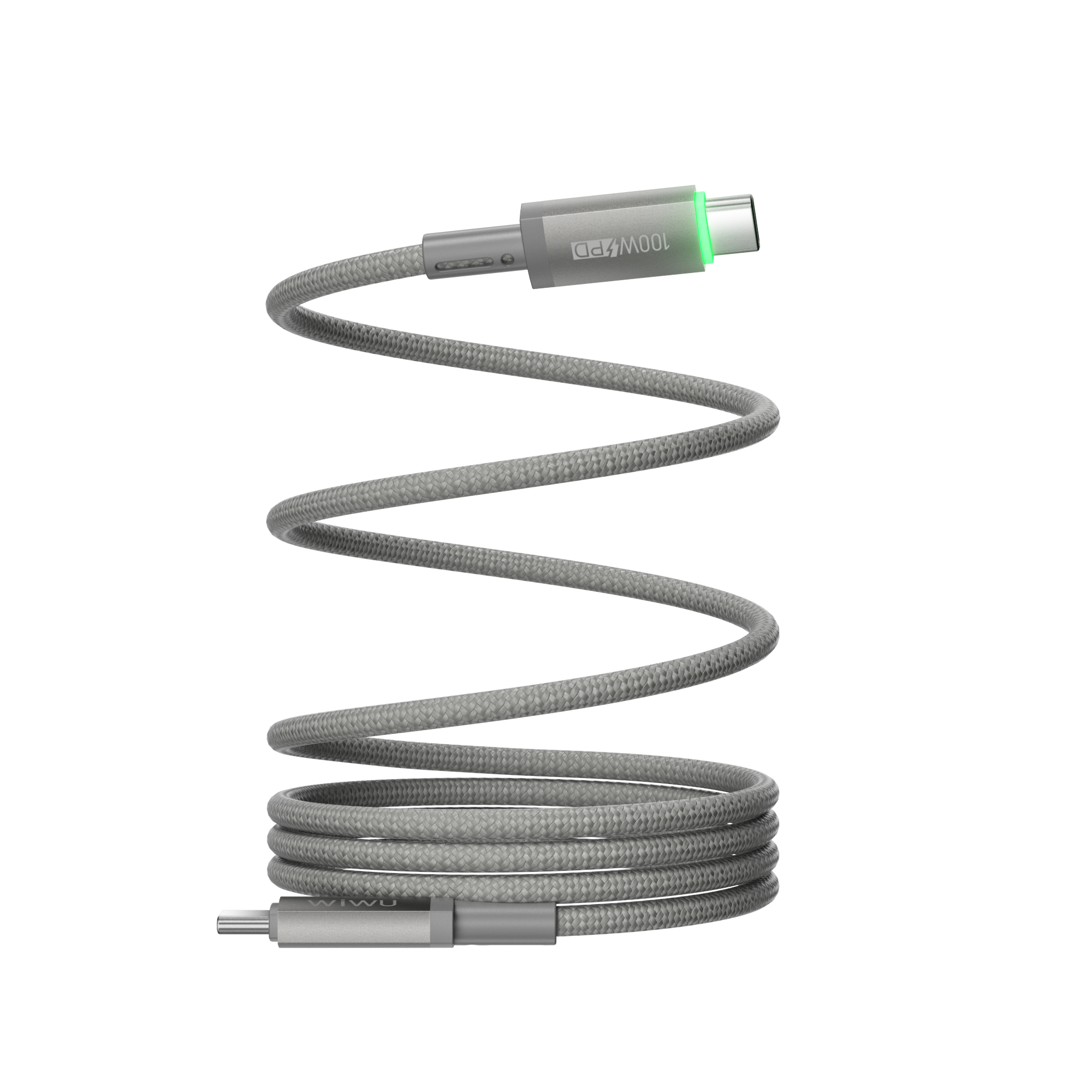 WiWU Maglink Wi-C084 magnetický kabel USB-C / USB-C 100 W 1 m šedý