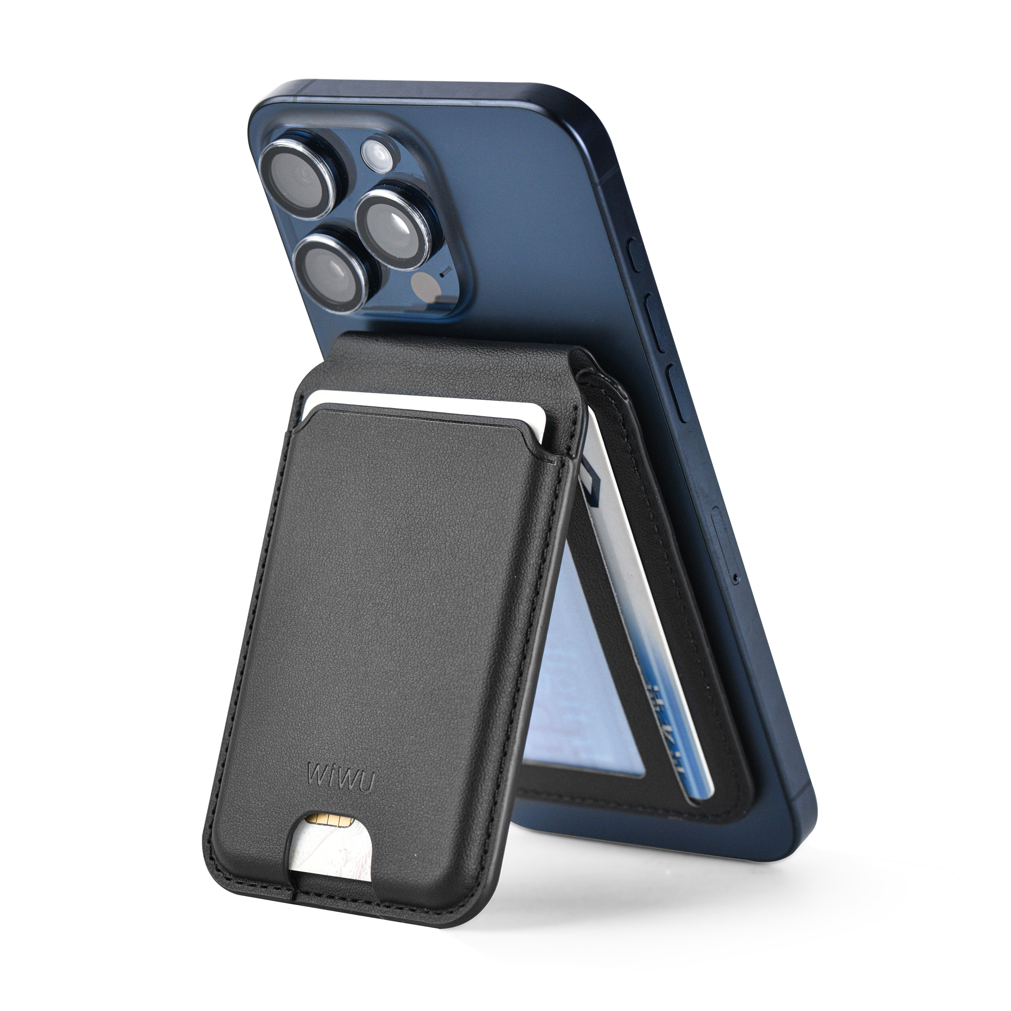WiWU Mag Wallet Pro MW-003 magnetická peněženka na karty se stojánkem černá
