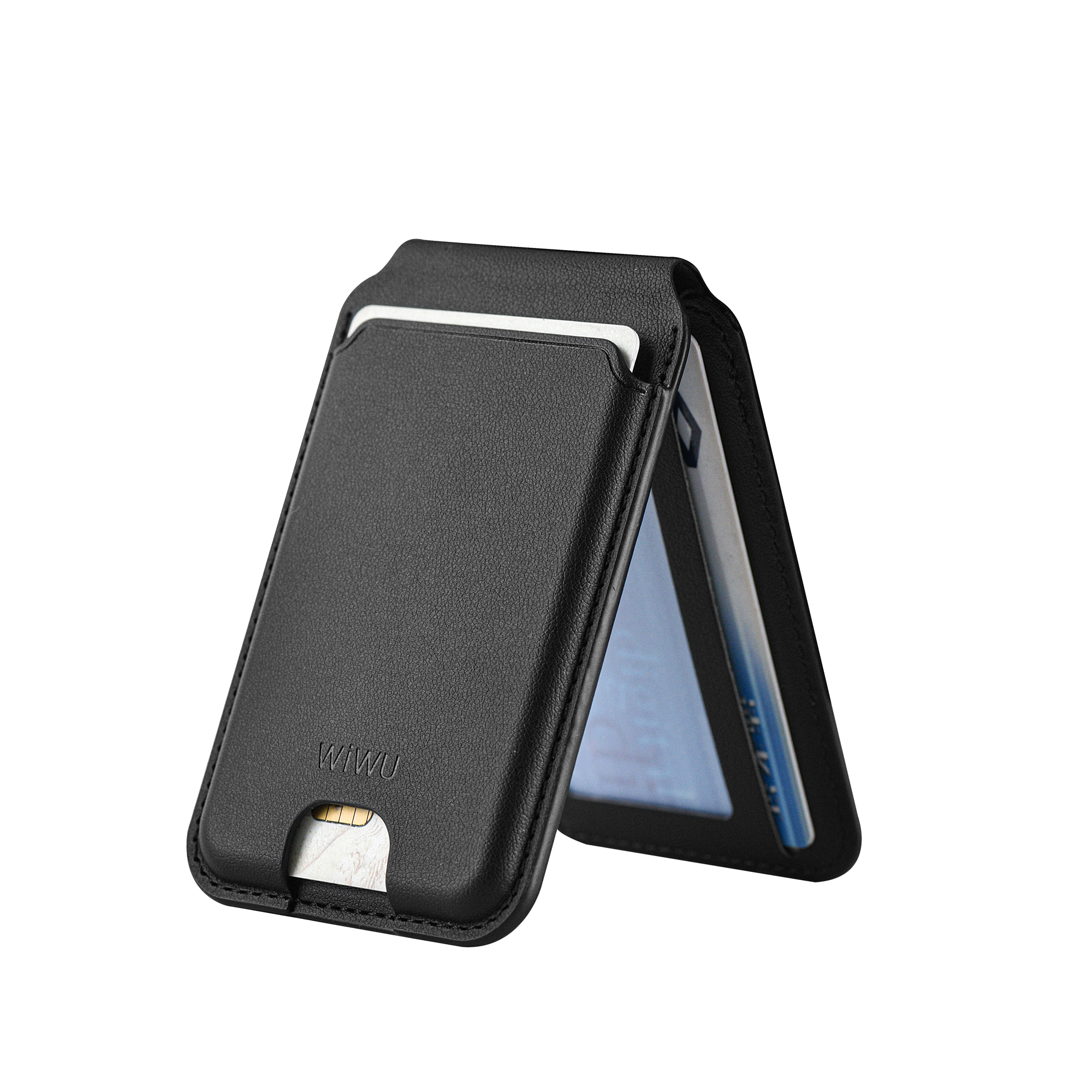 WiWU Mag Wallet Pro MW-003 magnetická peněženka na karty se stojánkem černá