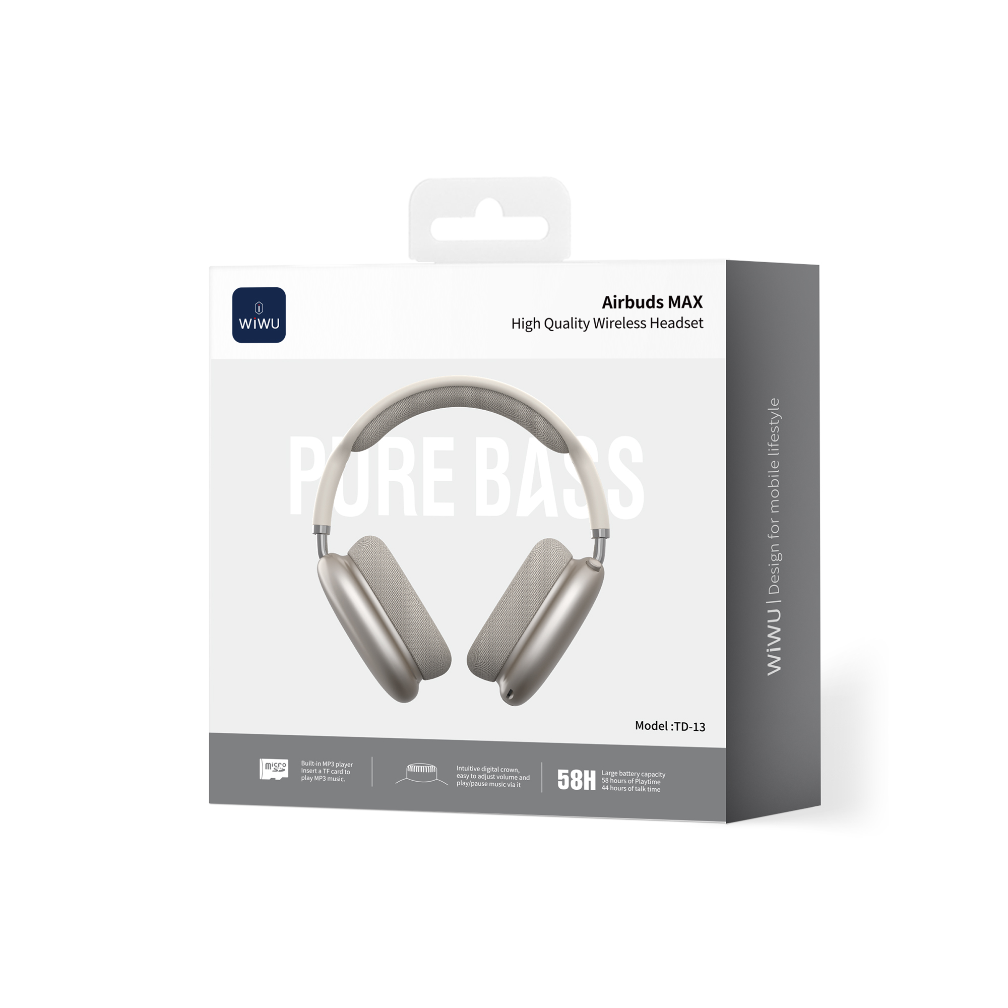 WiWU Airbuds MAX TD-13 bezdrátová náhlavní sluchátka zlatá