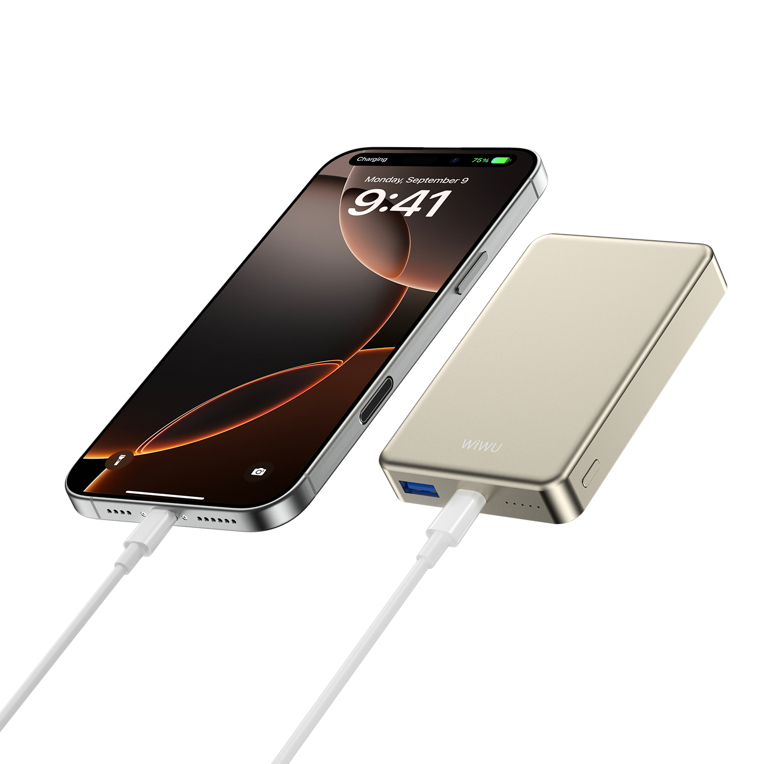WiWU P15-1 Ultra Thin magnetická powerbanka 10000 mAh 20 W titanově šedá