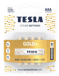 Alkalické baterie Tesla AAA/LR03/1,5V 4kusy Gold+