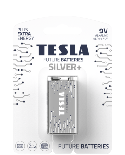 Alkalické baterie Tesla 9V/6LR61 1kus Silver+