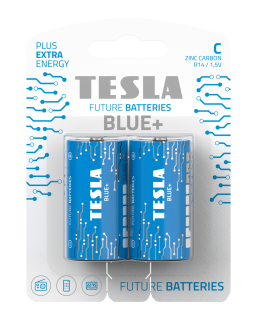 Zinko-uhlikové baterie Tesla C/R14/1,5V 2 2kusy BLUE+